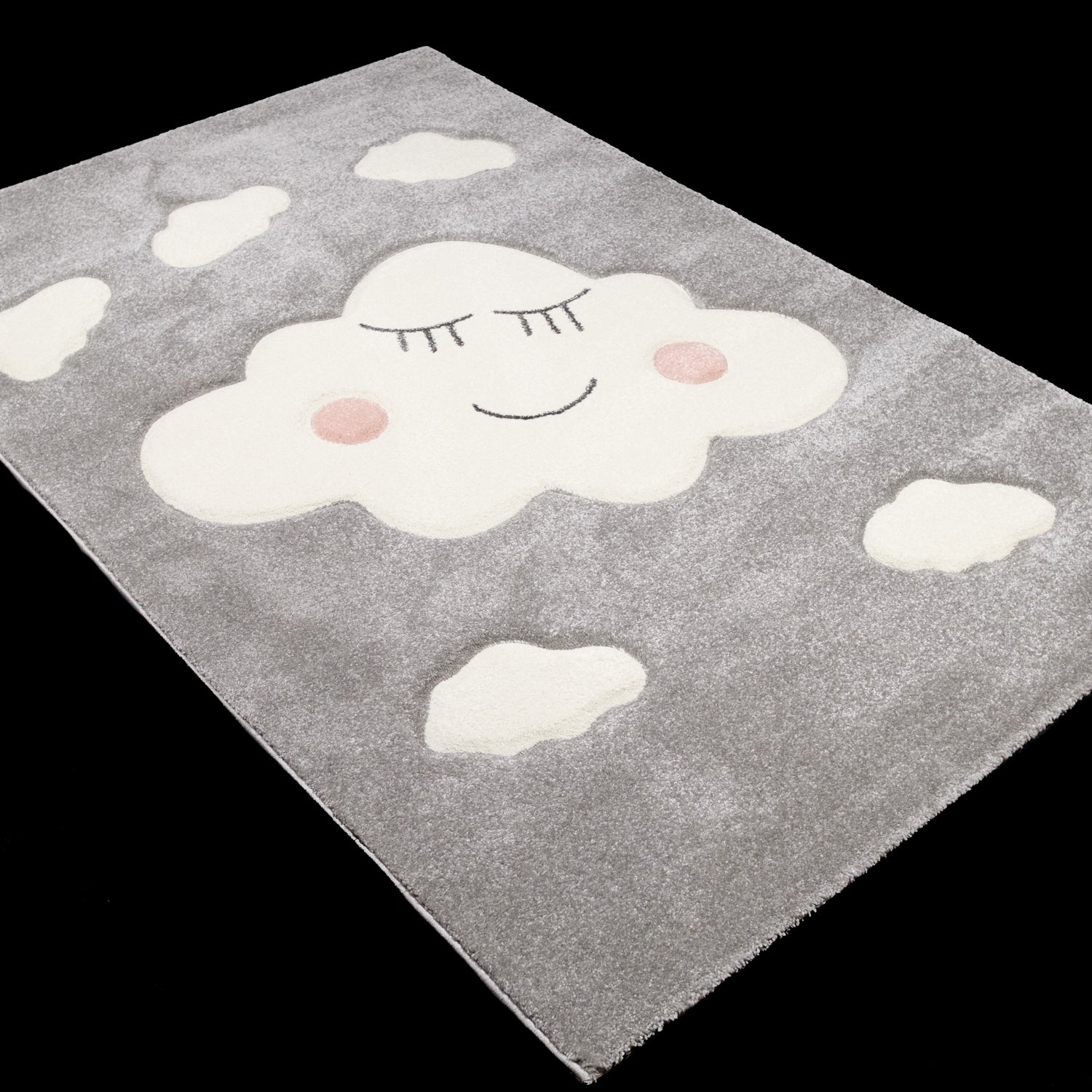 Kids Serisi Bulut Desenli Gri Bebek ve Çocuk Odası Halısı