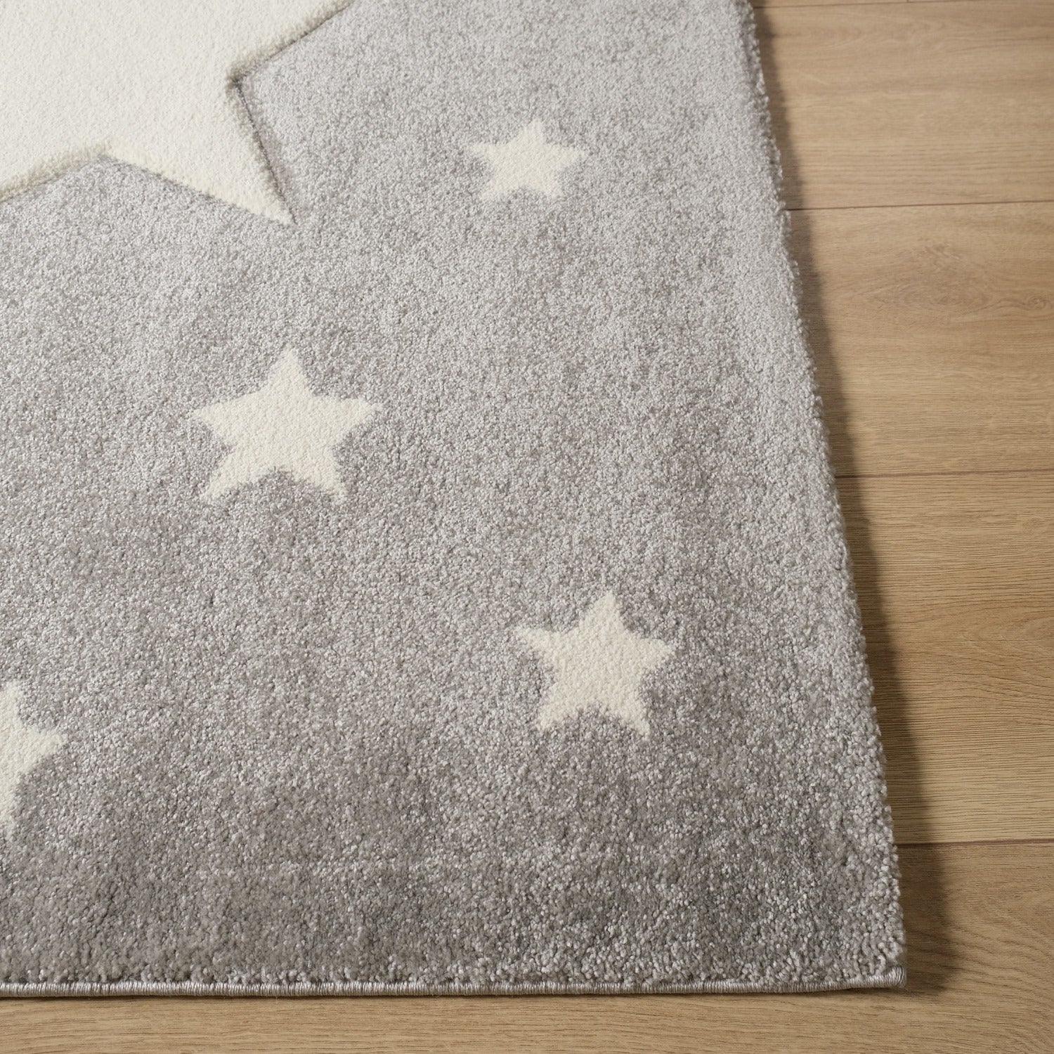 Kids Serisi Yıldız Desenli Gri Bebek ve Çocuk Odası Halısı