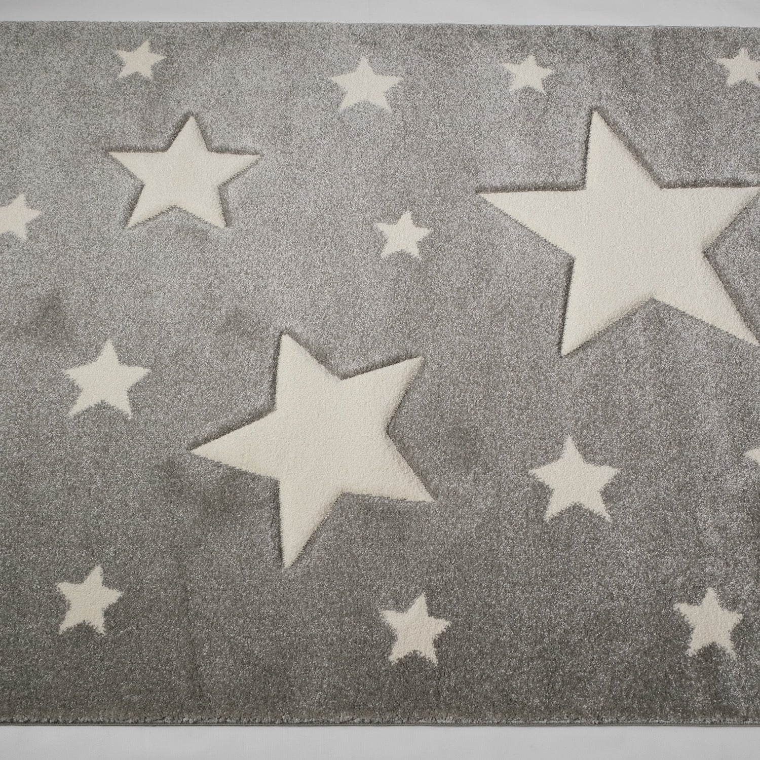 Kids Serisi Yıldız Desenli Gri Bebek ve Çocuk Odası Halısı