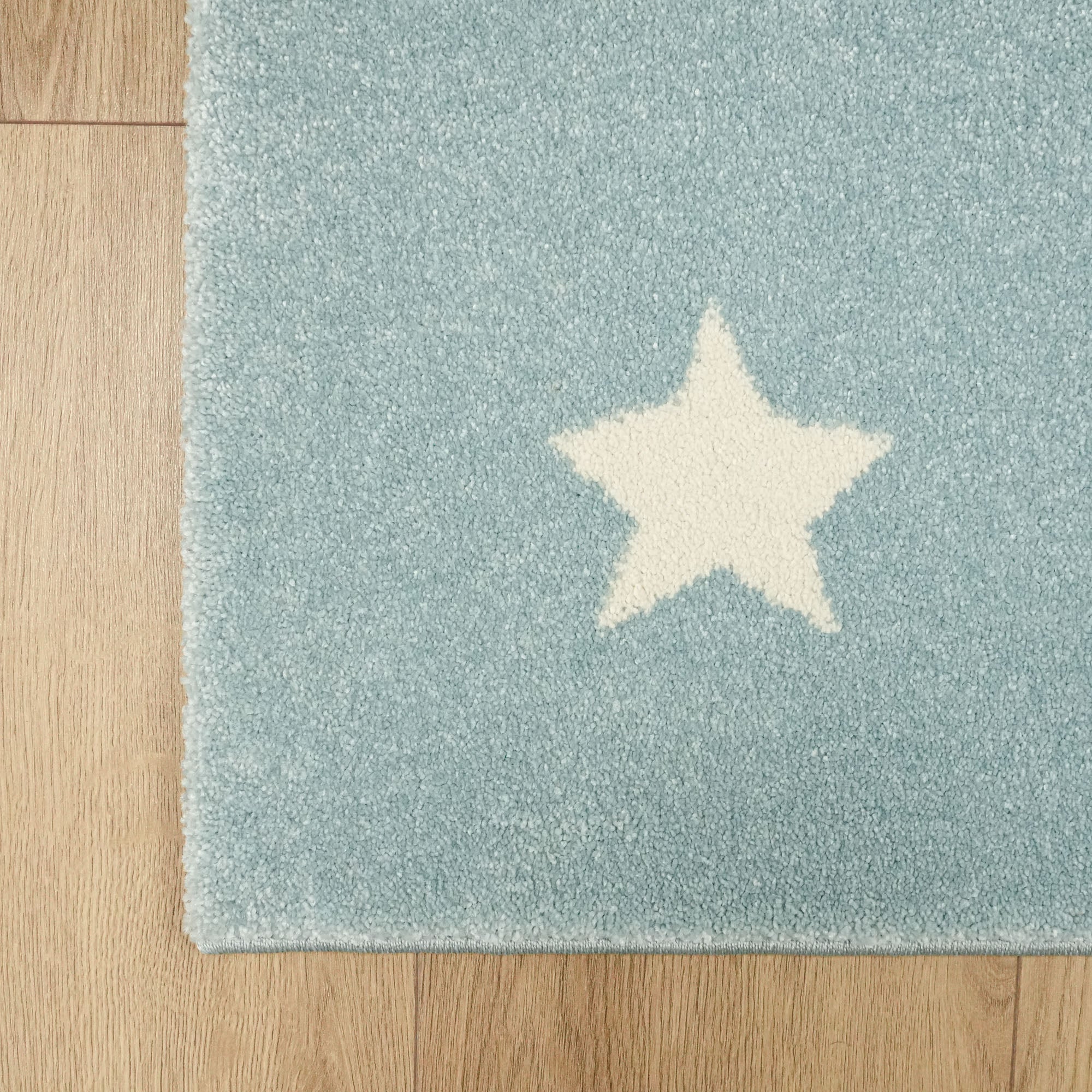 Kids Series Star Patterned Blue Carpet