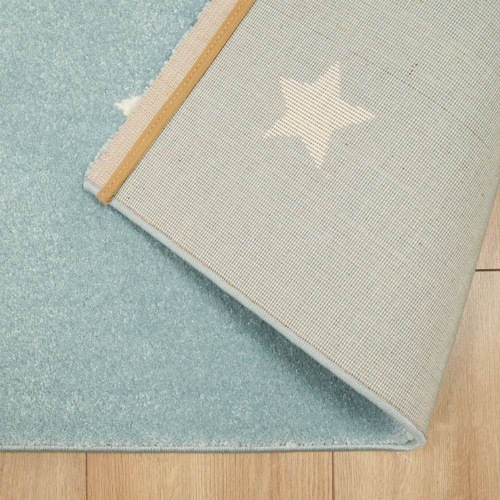 Kids Series Star Patterned Blue Carpet
