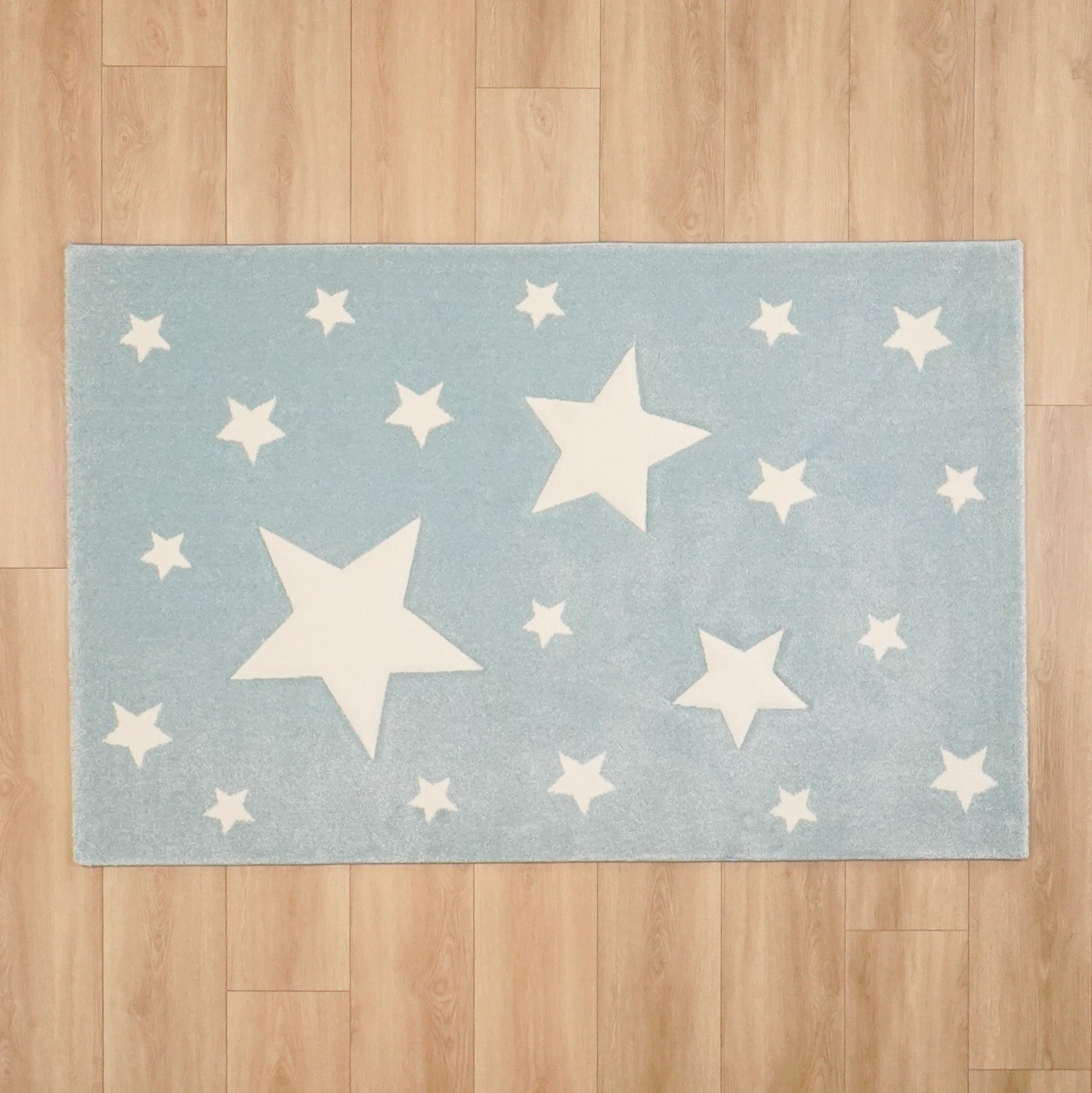 Kids Series Star Patterned Blue Carpet