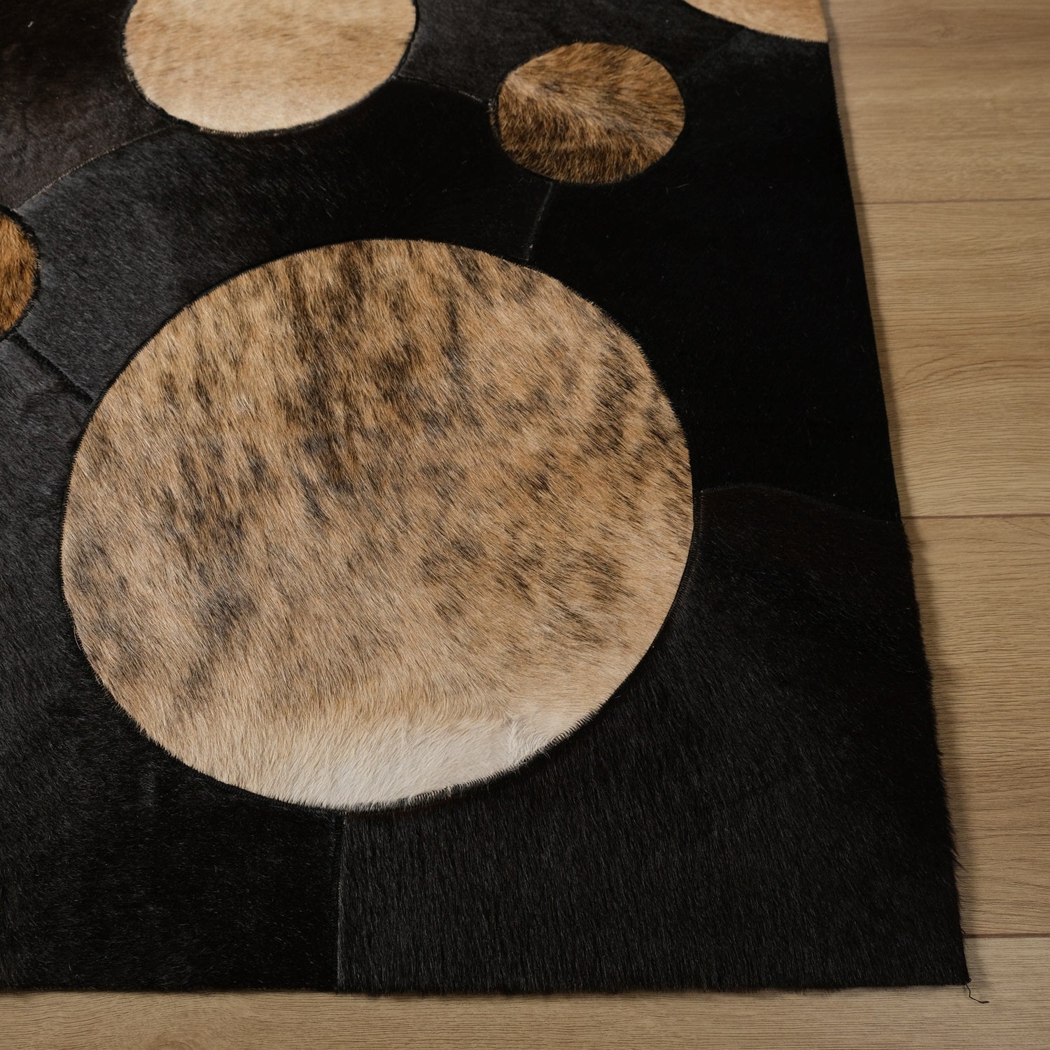 Krem Kahverengi Modern Tasarım Geometrik Desenli Deri - Post Ofis Halısı