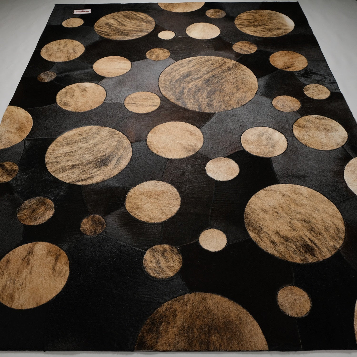 Krem Kahverengi Modern Tasarım Geometrik Desenli Deri - Post Ofis Halısı