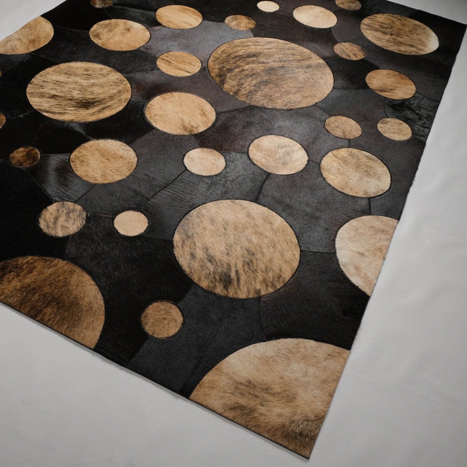 Krem Kahverengi Modern Tasarım Geometrik Desenli Deri - Post Ofis Halısı