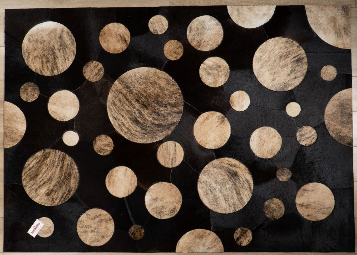 Krem Kahverengi Modern Tasarım Geometrik Desenli Deri - Post Ofis Halısı