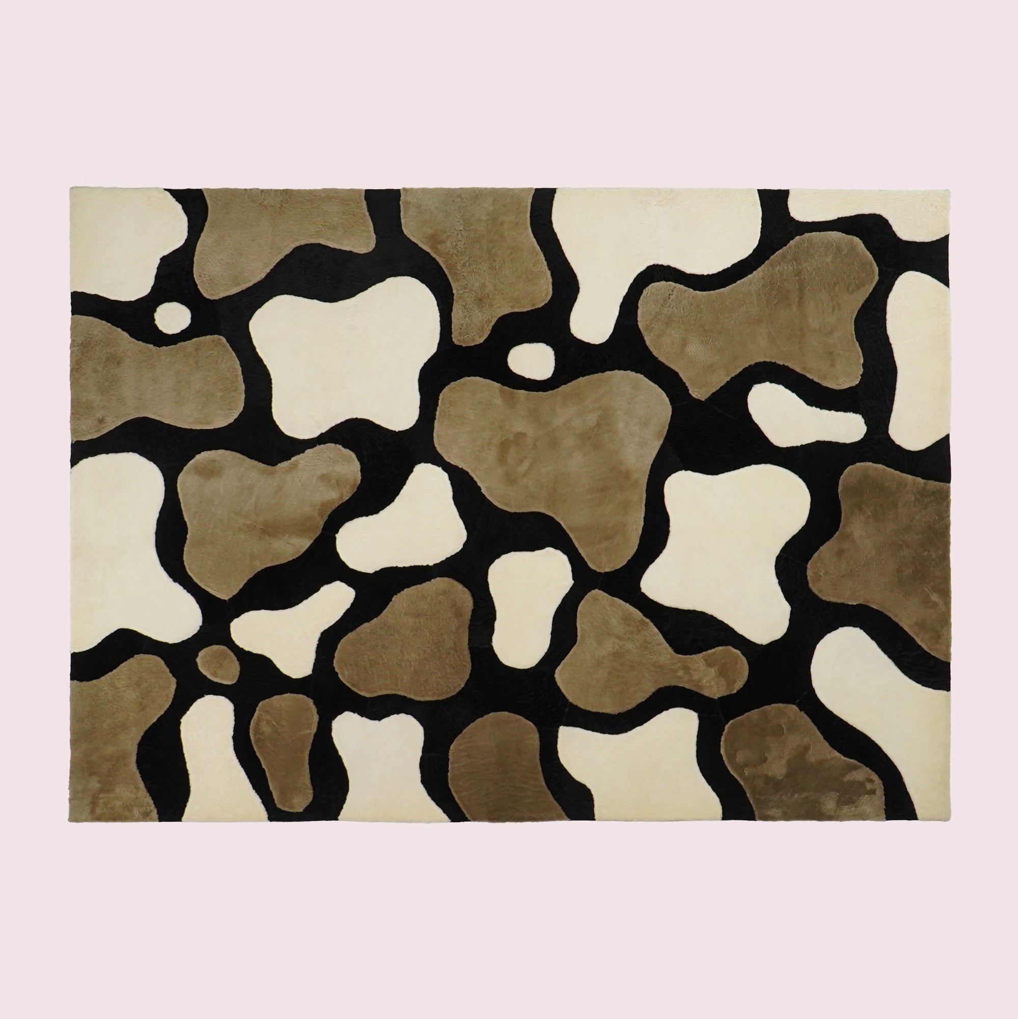 Cream Abstract Patterned Lambskin Rug
