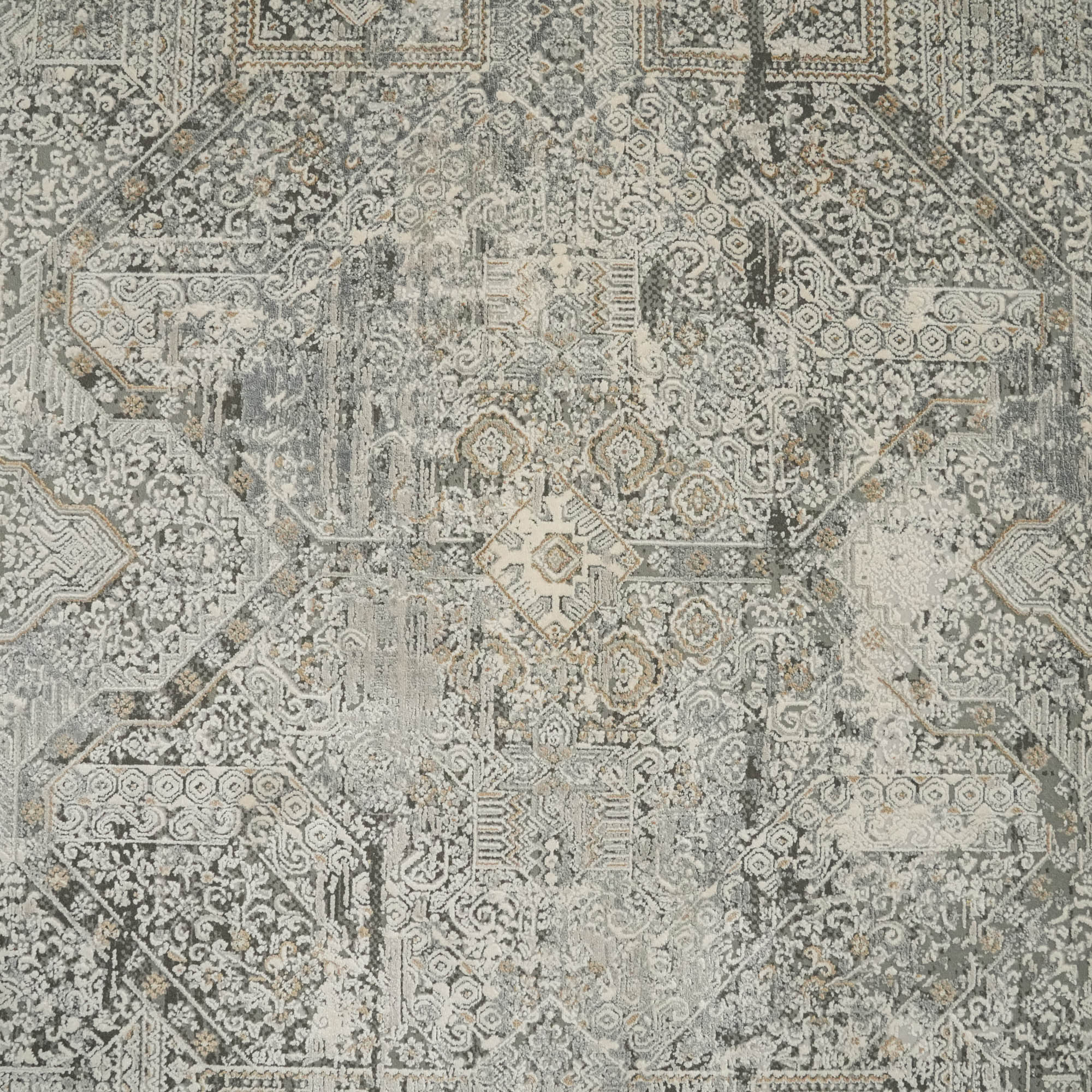 Lapis Serisi Vintage Desenli Gri Viskon Halı