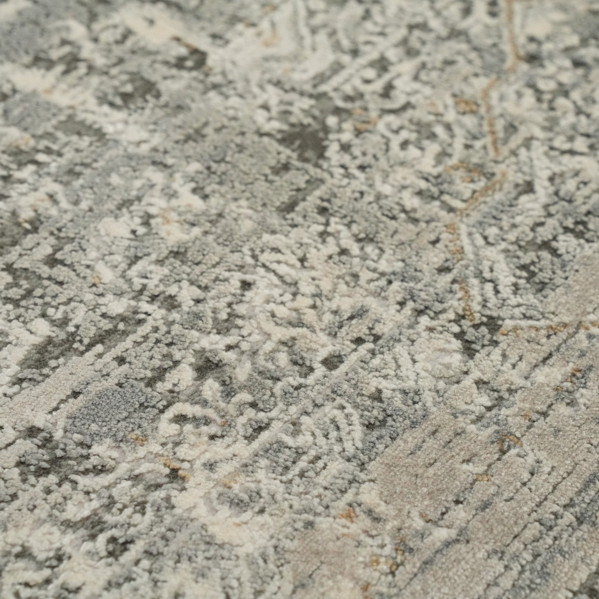 Lapis Serisi Vintage Desenli Gri Viskon Halı