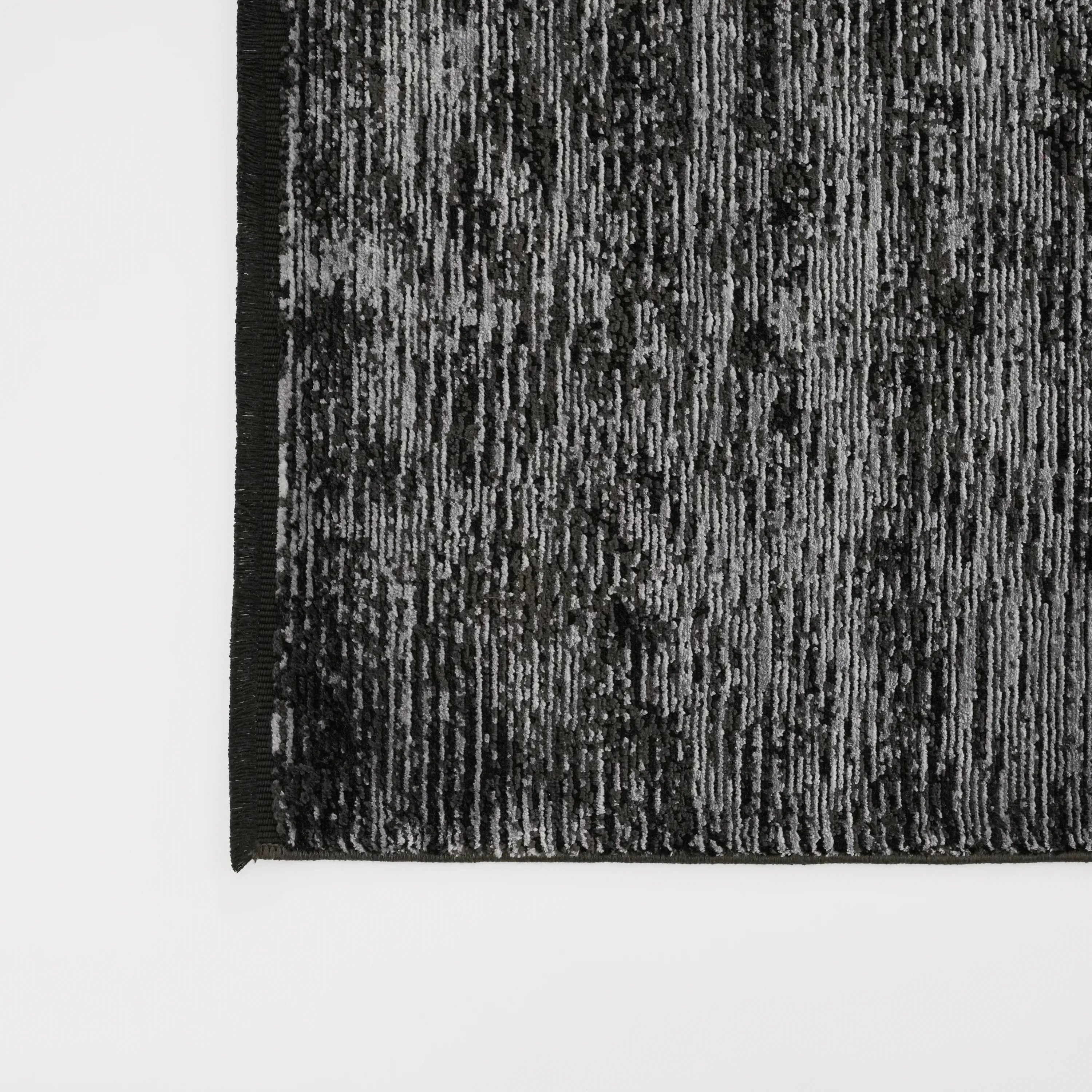 Lugano Serisi Soyut Desenli Siyah Viskon Halı