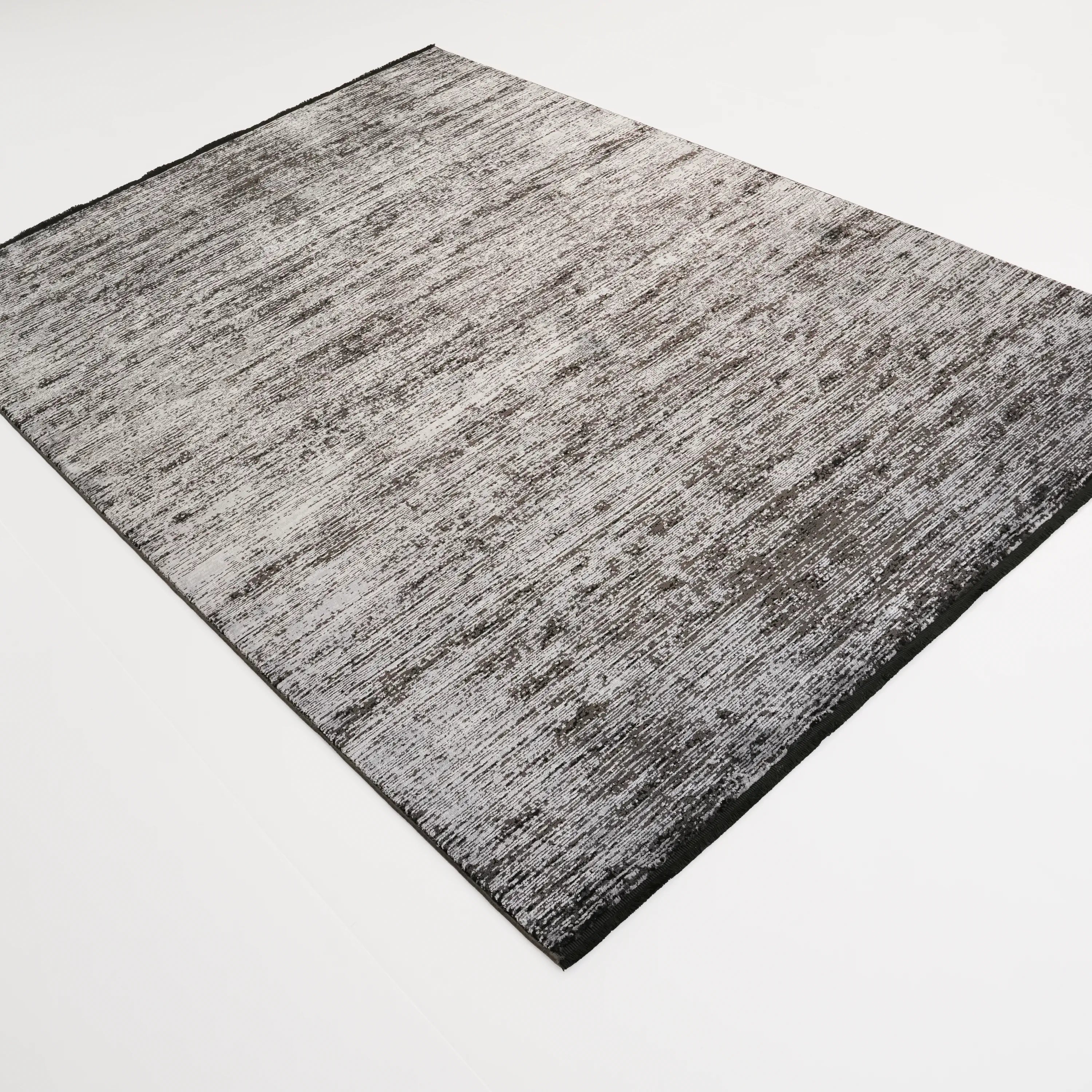 Lugano Serisi Soyut Desenli Siyah Viskon Halı