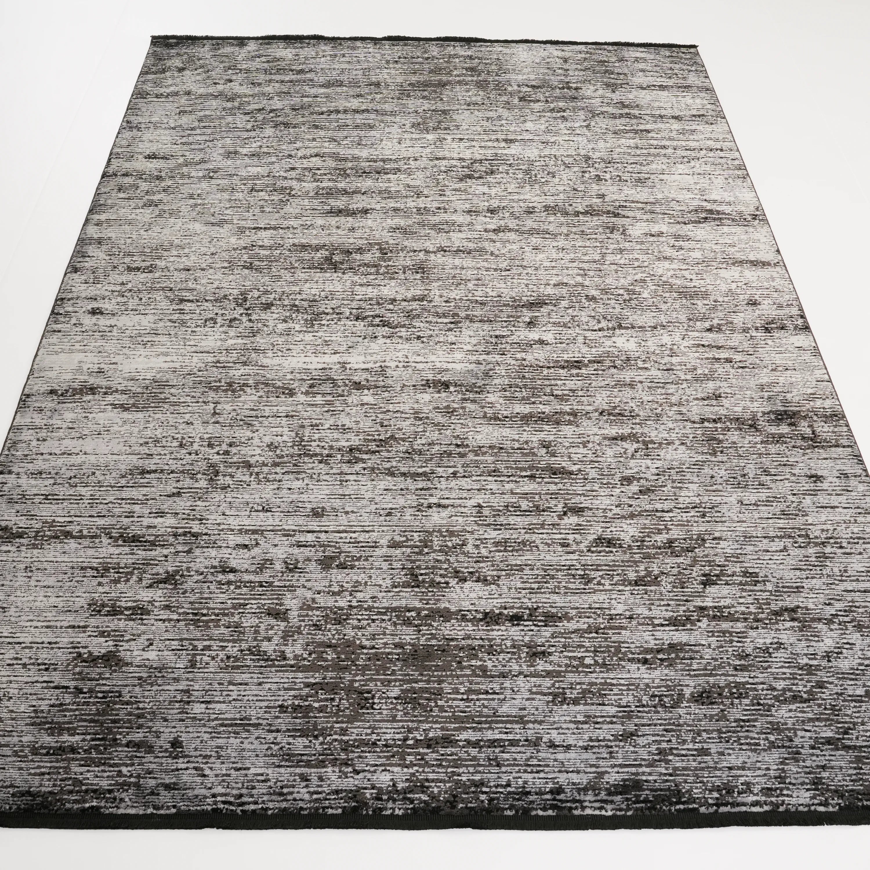 Lugano Serisi Soyut Desenli Siyah Viskon Halı