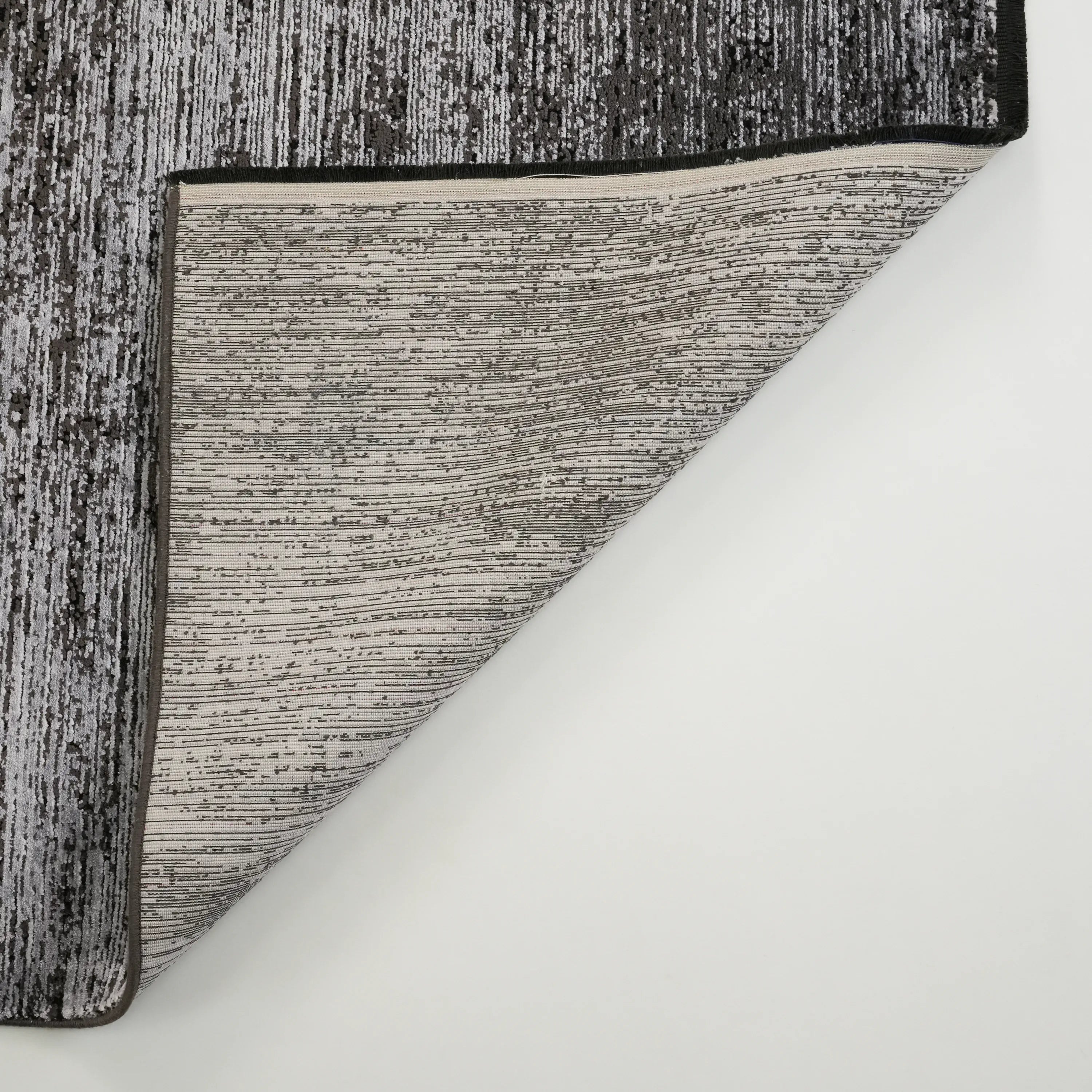 Lugano Serisi Soyut Desenli Siyah Viskon Halı