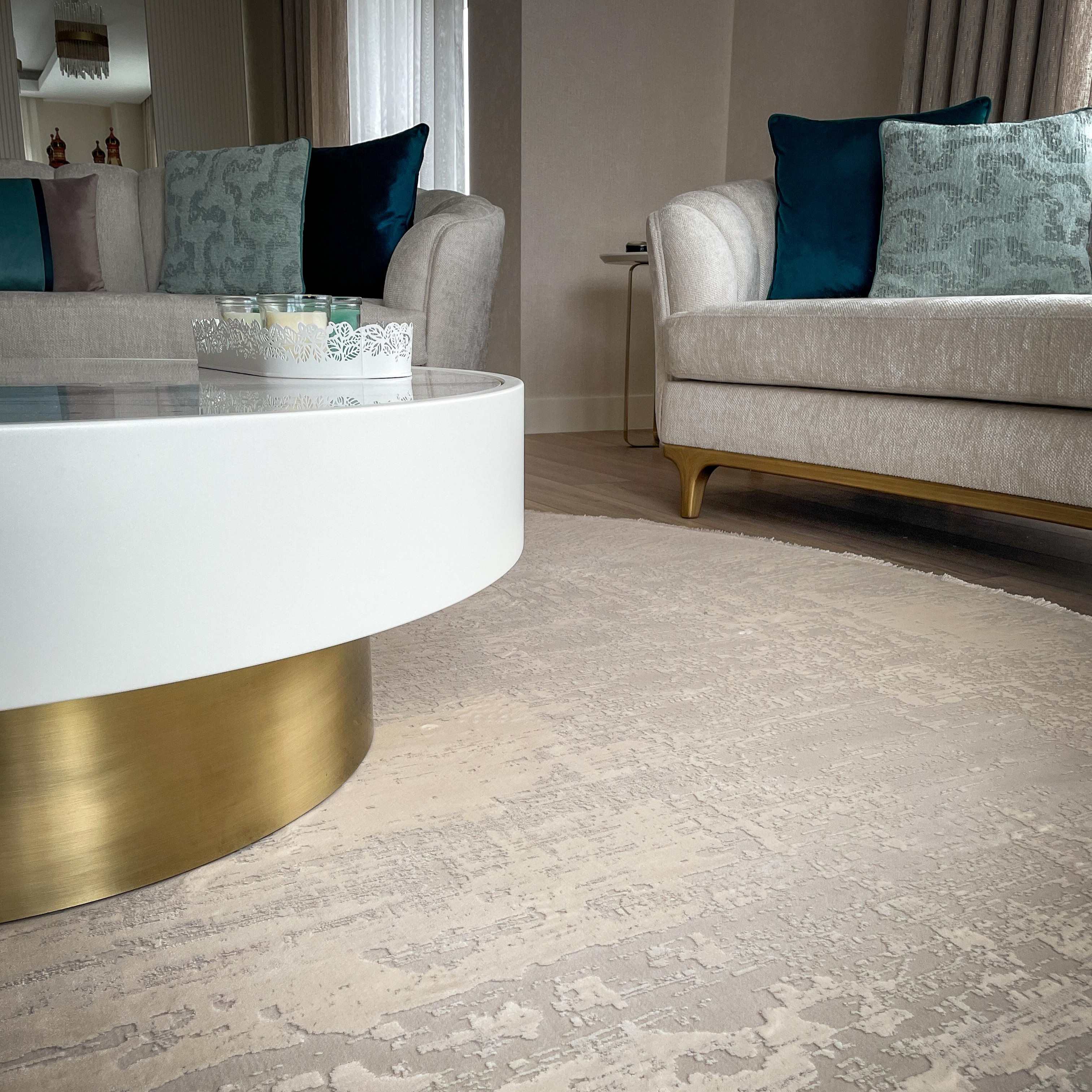 Marble Series Dense Viscose Modern Round Carpet