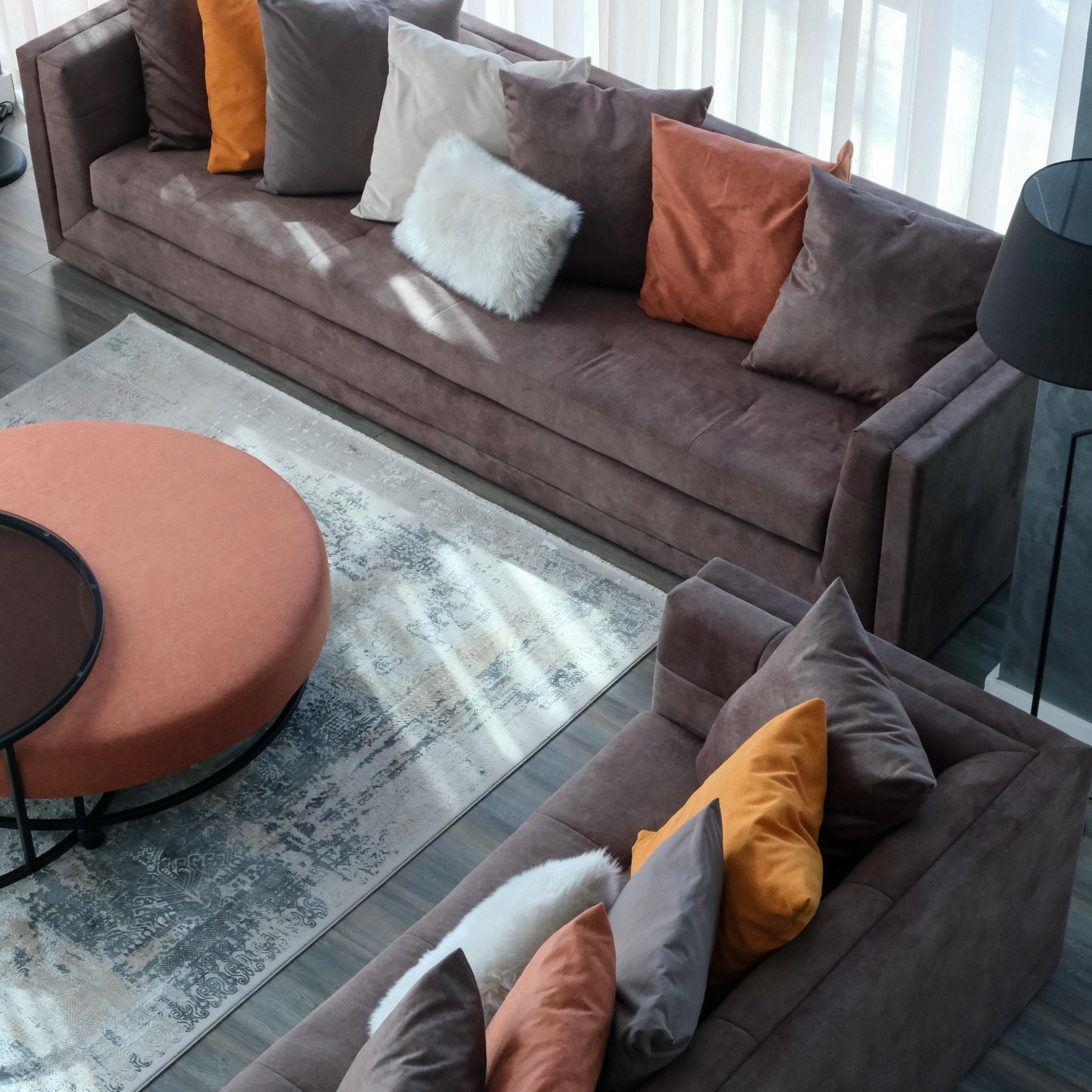 Vintage Patterned Viscose Gray Carpet