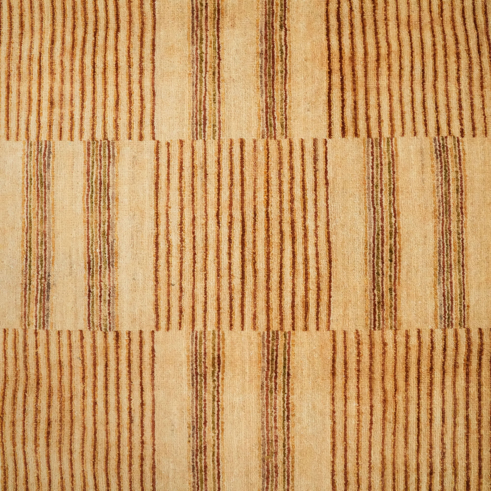 Mahal Series Hand-Woven Line Patterned Brown Carpet