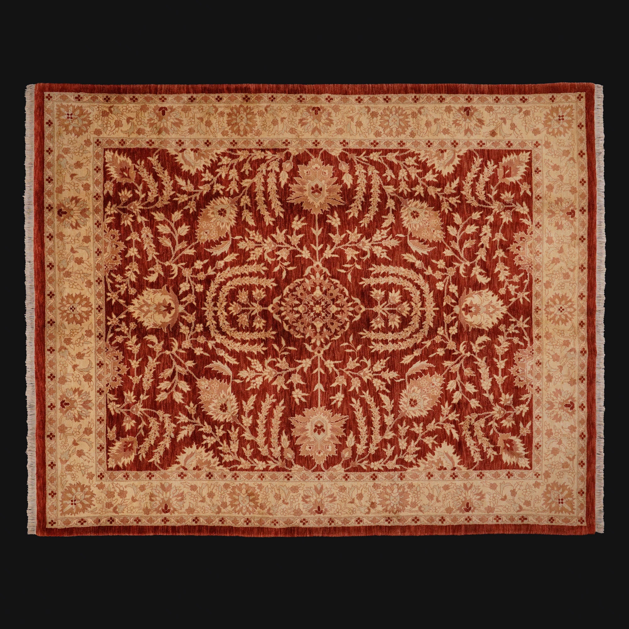 Mahal Series Hand-Woven Uşak Patterned Red Wool Carpet