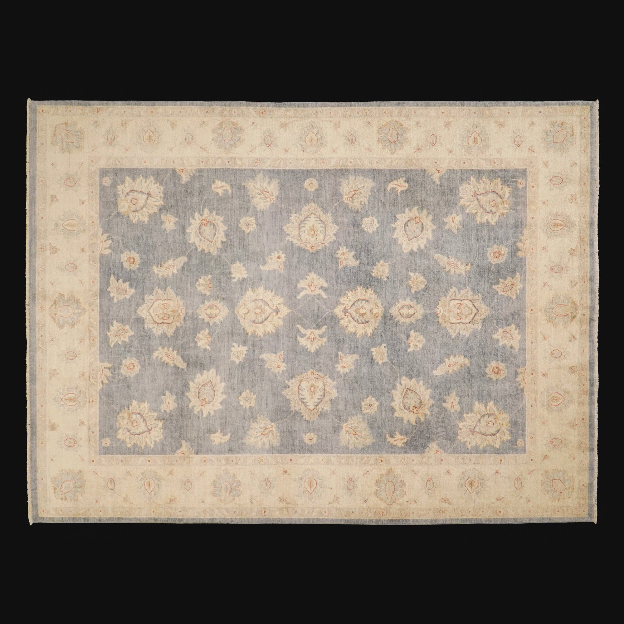 Mahal Series Hand-Woven Uşak Patterned Blue Wool Carpet