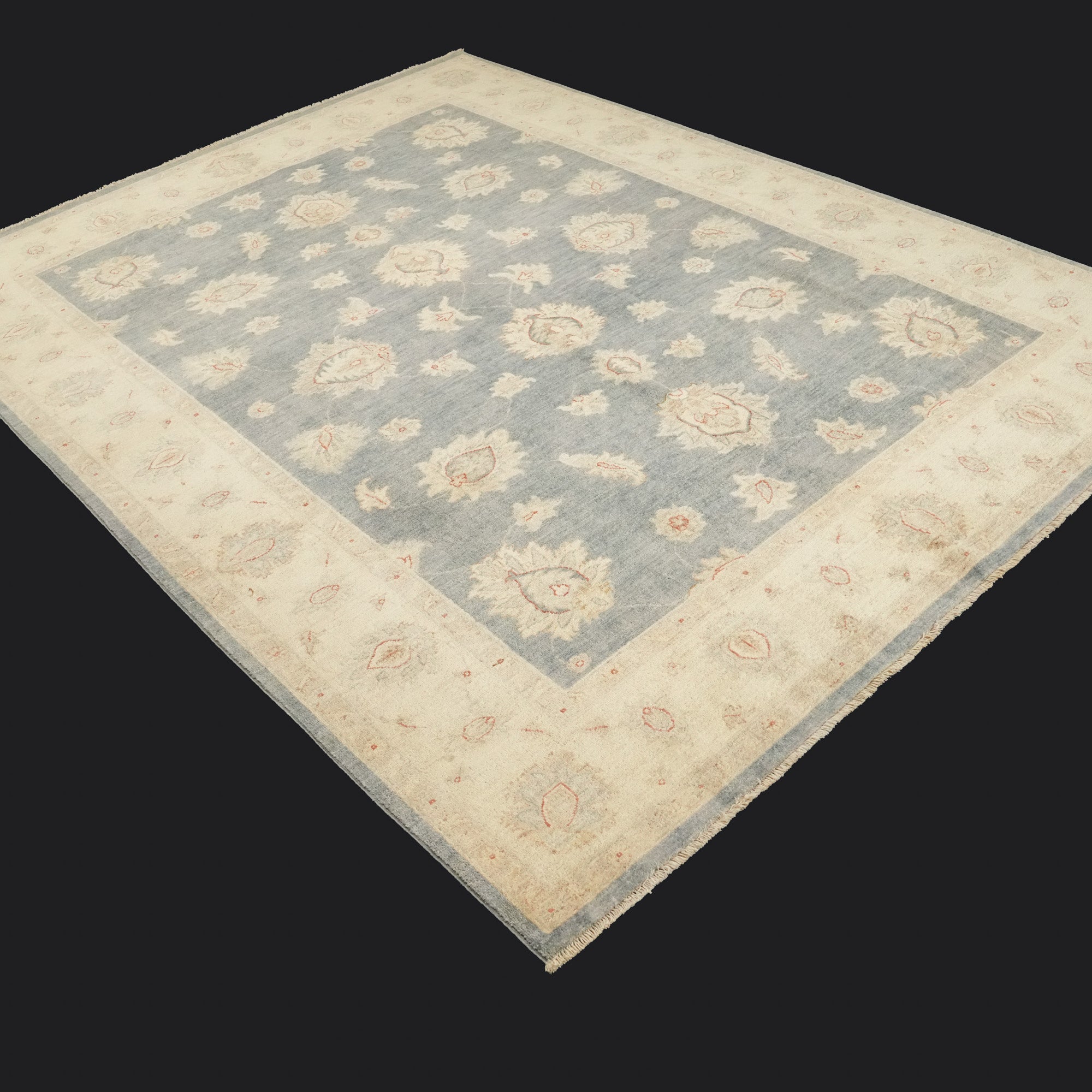 Mahal Serisi El Dokuma Uşak Desenli Mavi Yün Halı