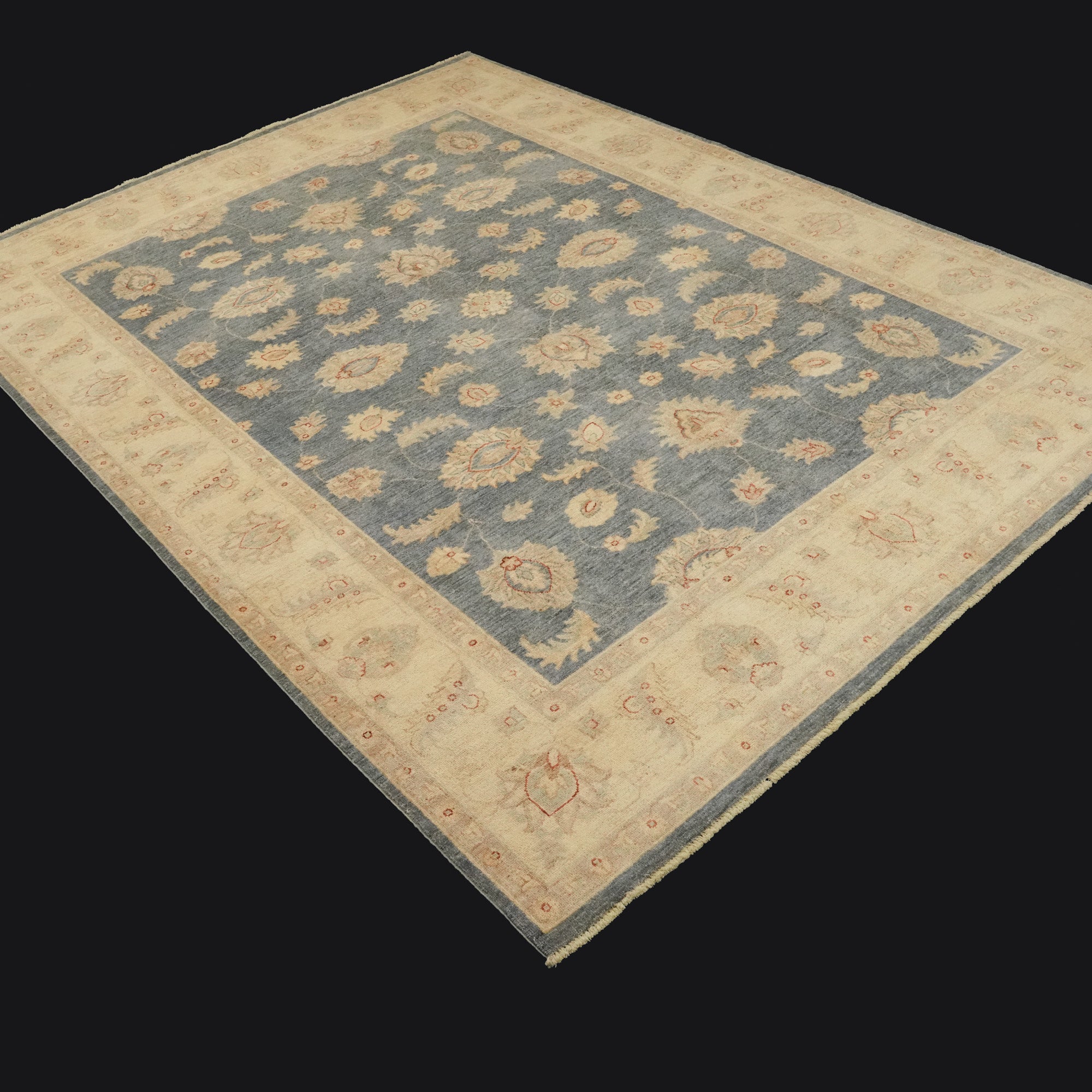 Mahal Serisi El Dokuma Uşak Desenli Mavi Yün Halı