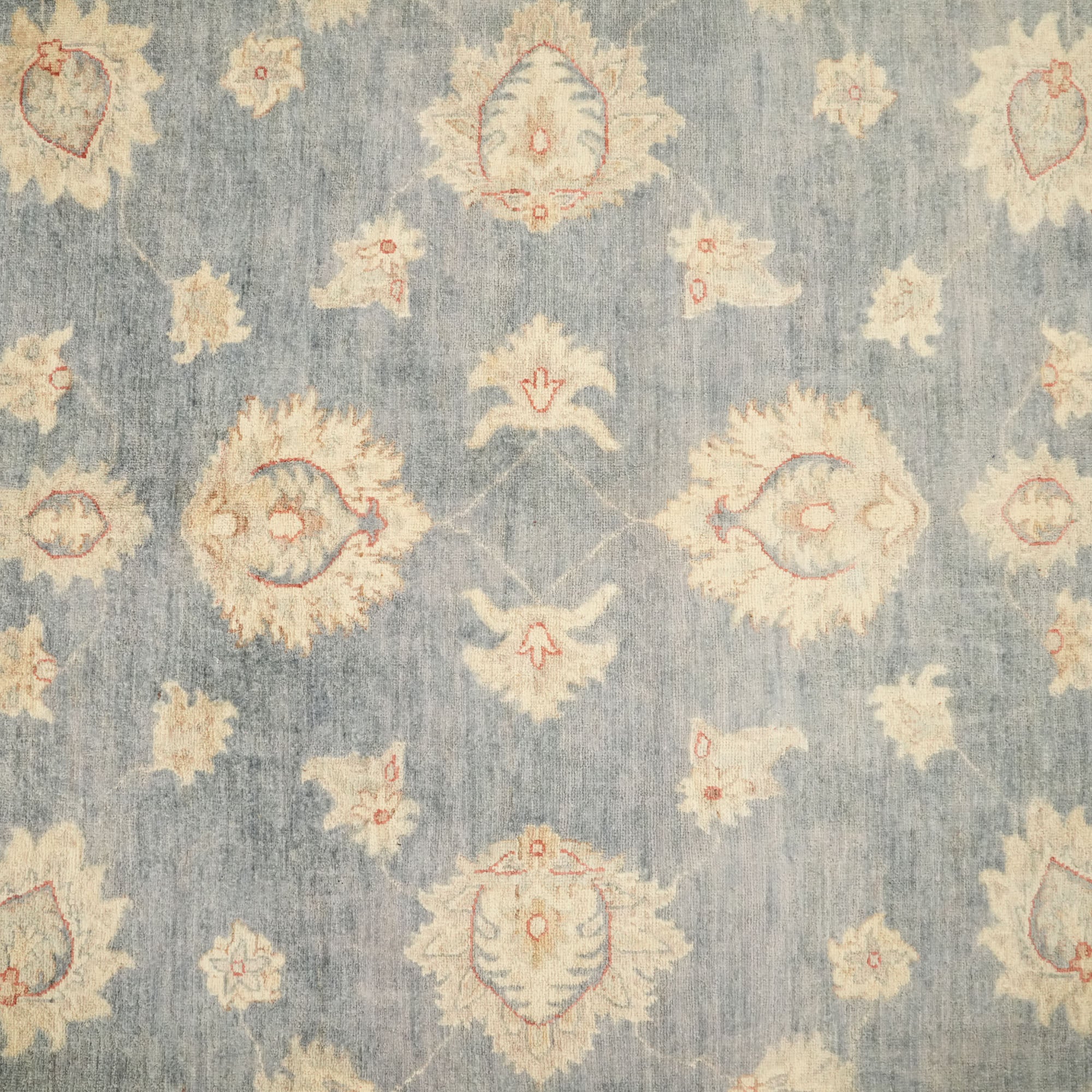 Mahal Series Hand-Woven Uşak Patterned Blue Wool Carpet