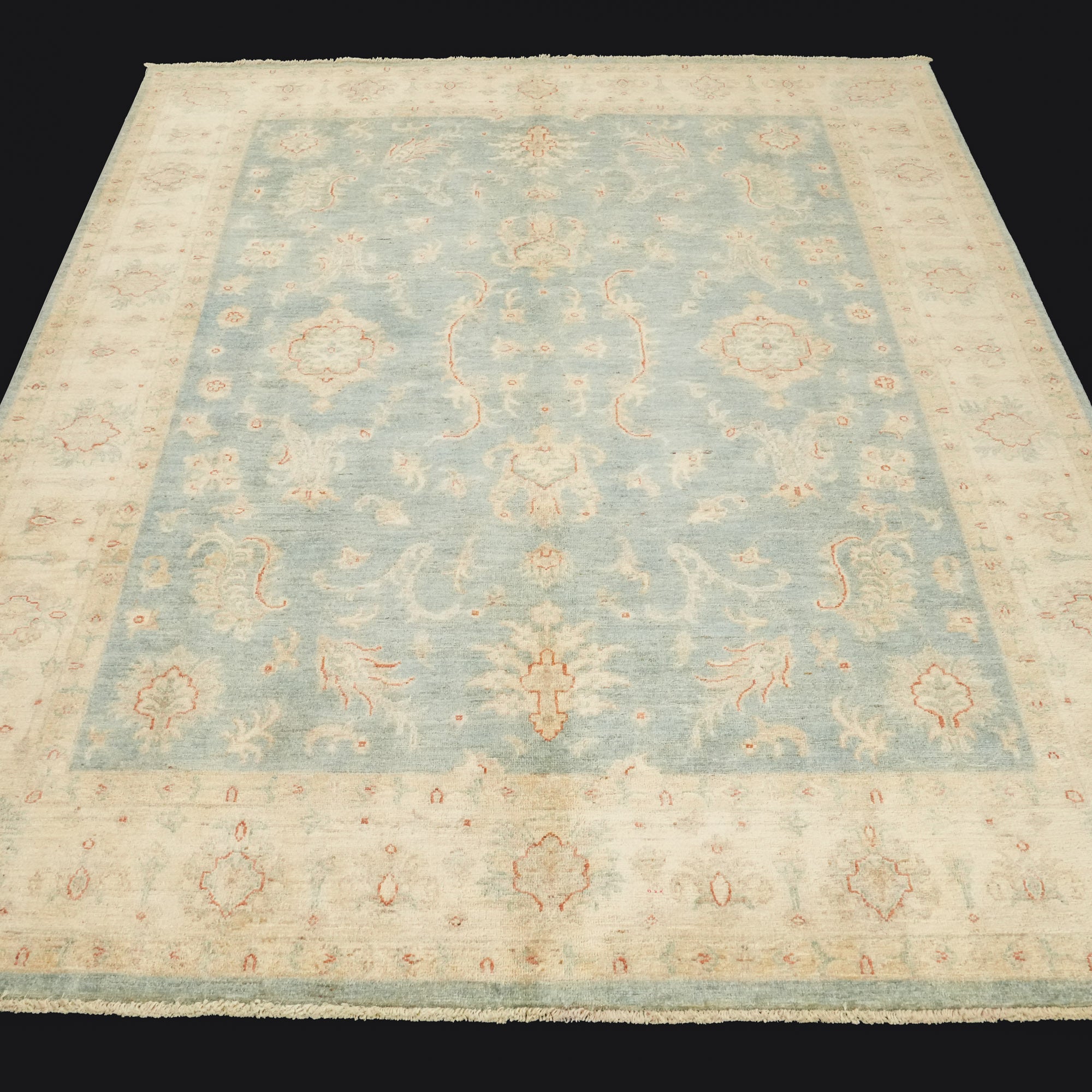 Mahal Serisi El Dokuma Uşak Desenli Yün Turkuaz Halı