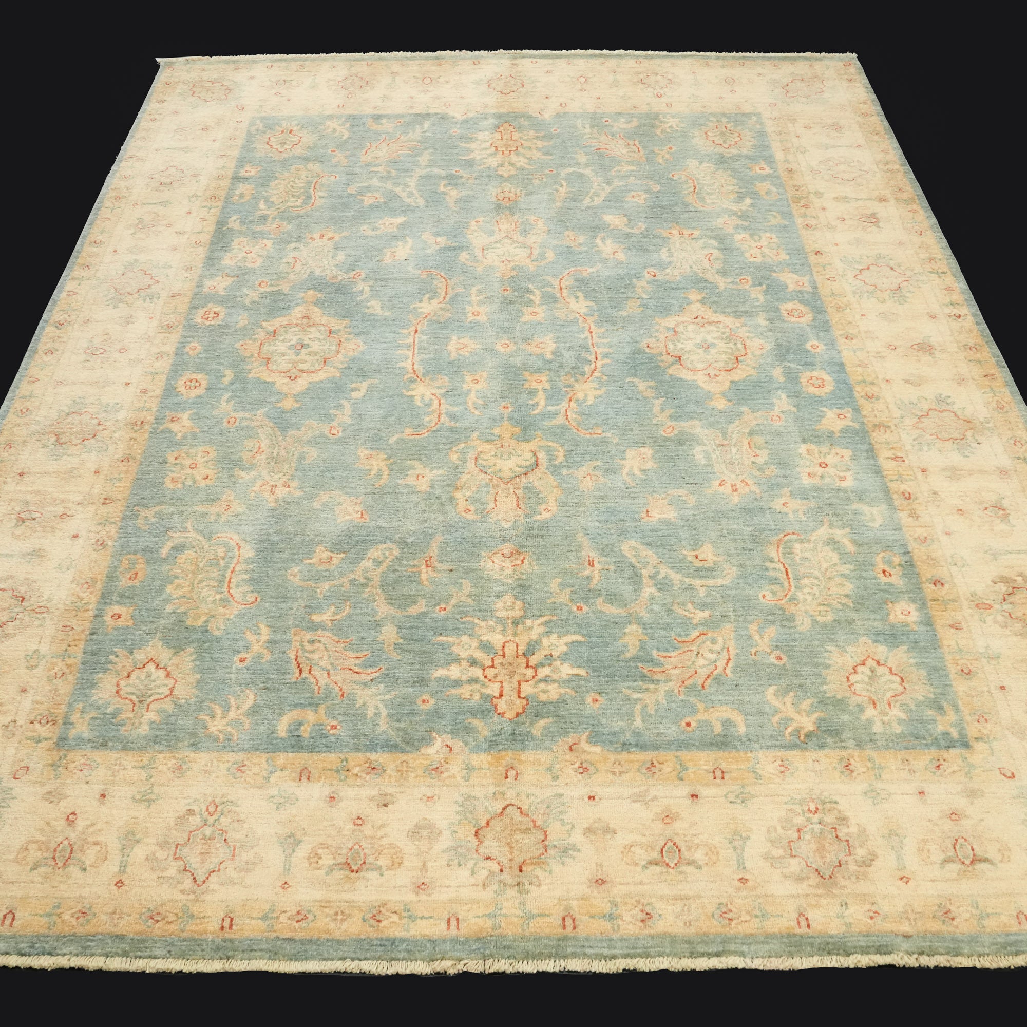 Mahal Serisi El Dokuma Uşak Desenli Yün Mavi Halı