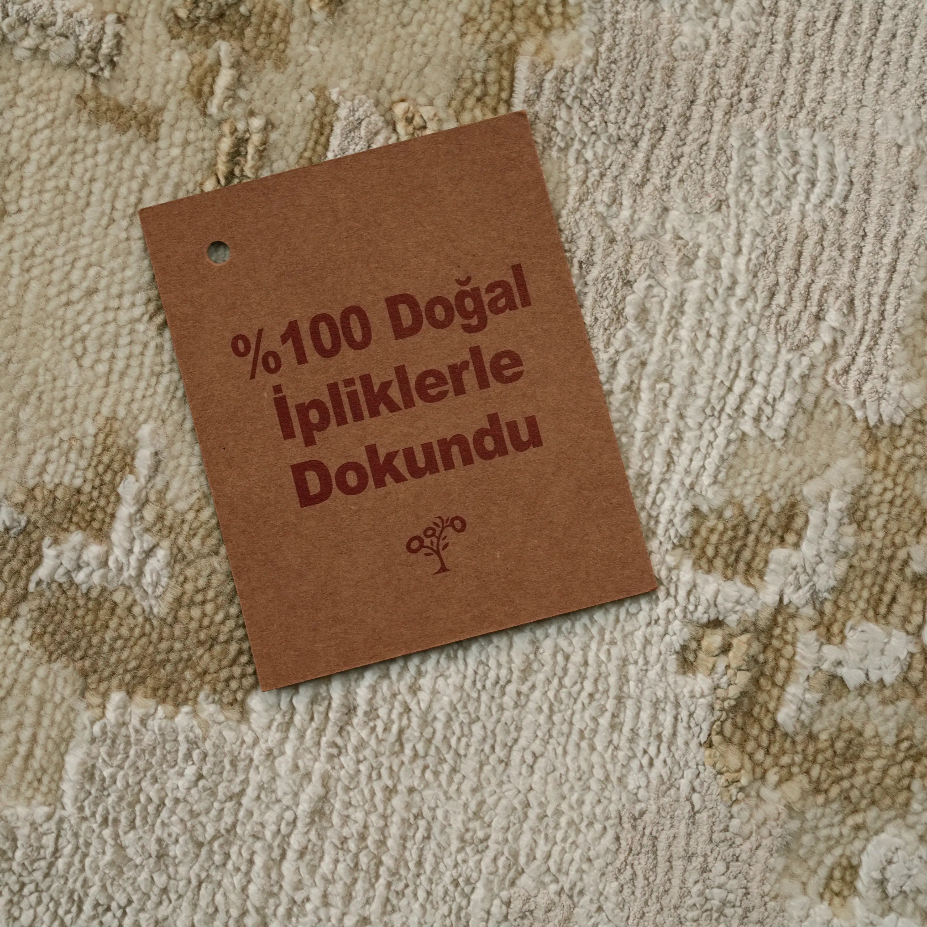 Maison Series Handwoven Abstract Pattern Beige Wool Rug