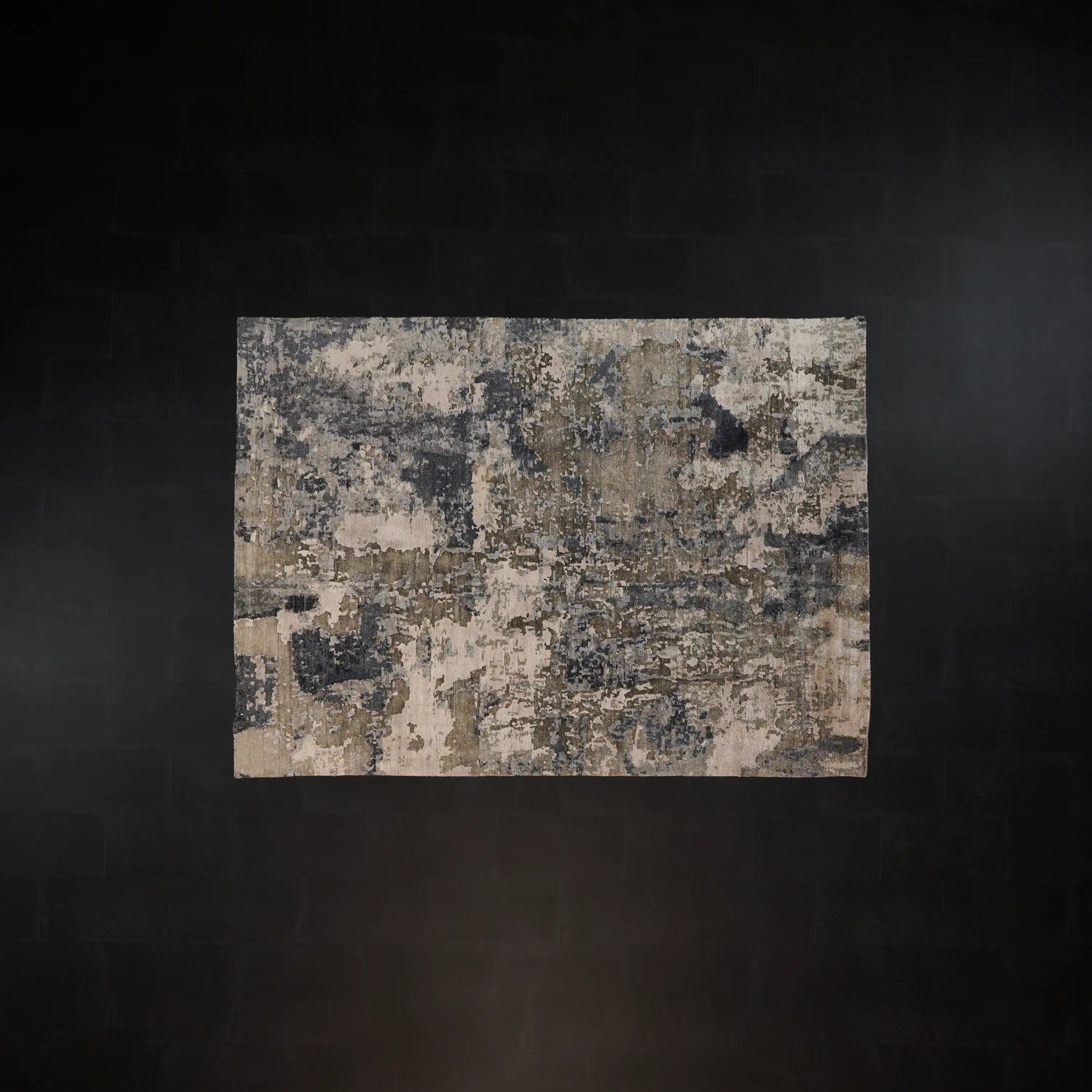 Maison Serisi El Dokuma Soyut Desenli Gri Bambu Halı