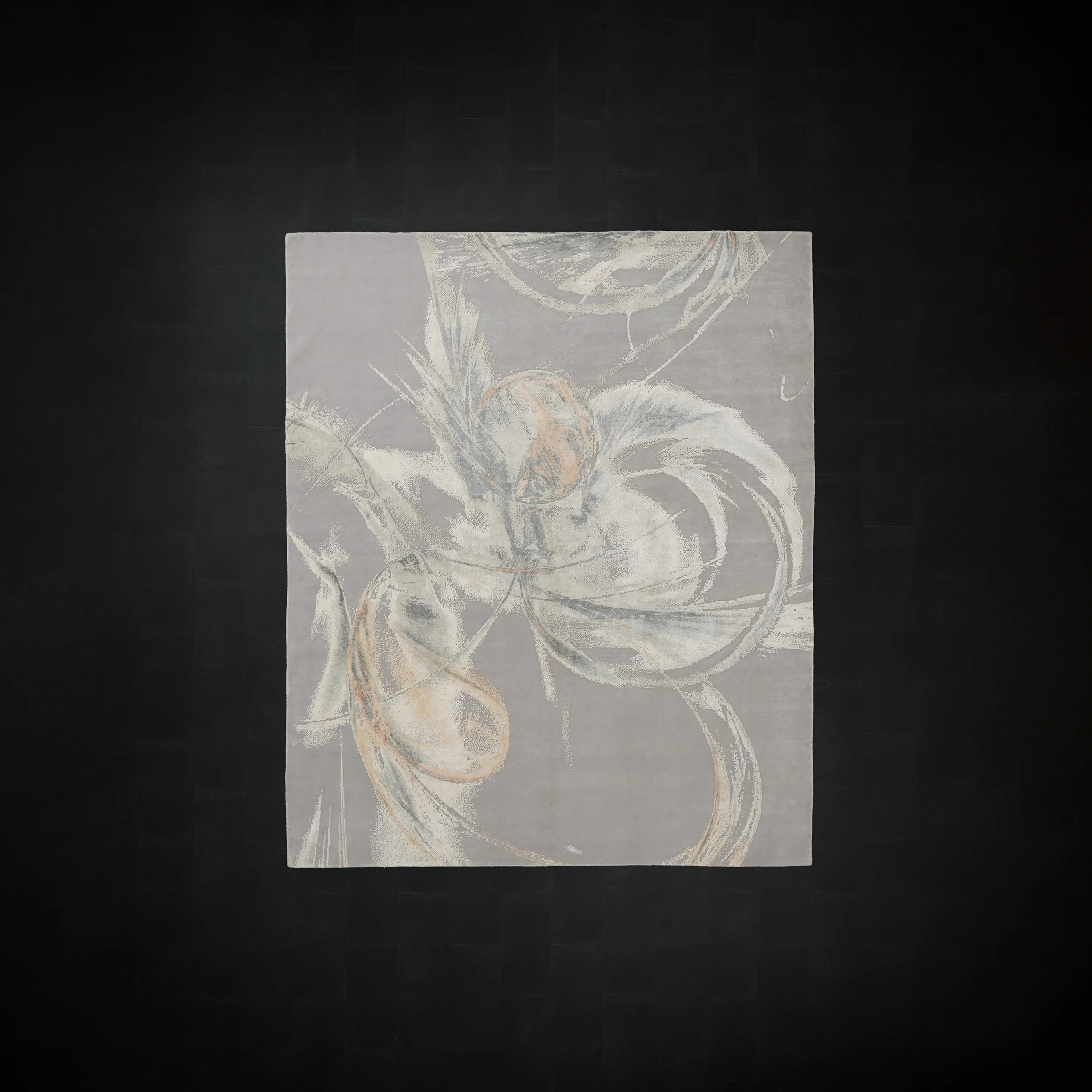 Maison Serisi El Dokuma Soyut Desenli Gri Yün Halı