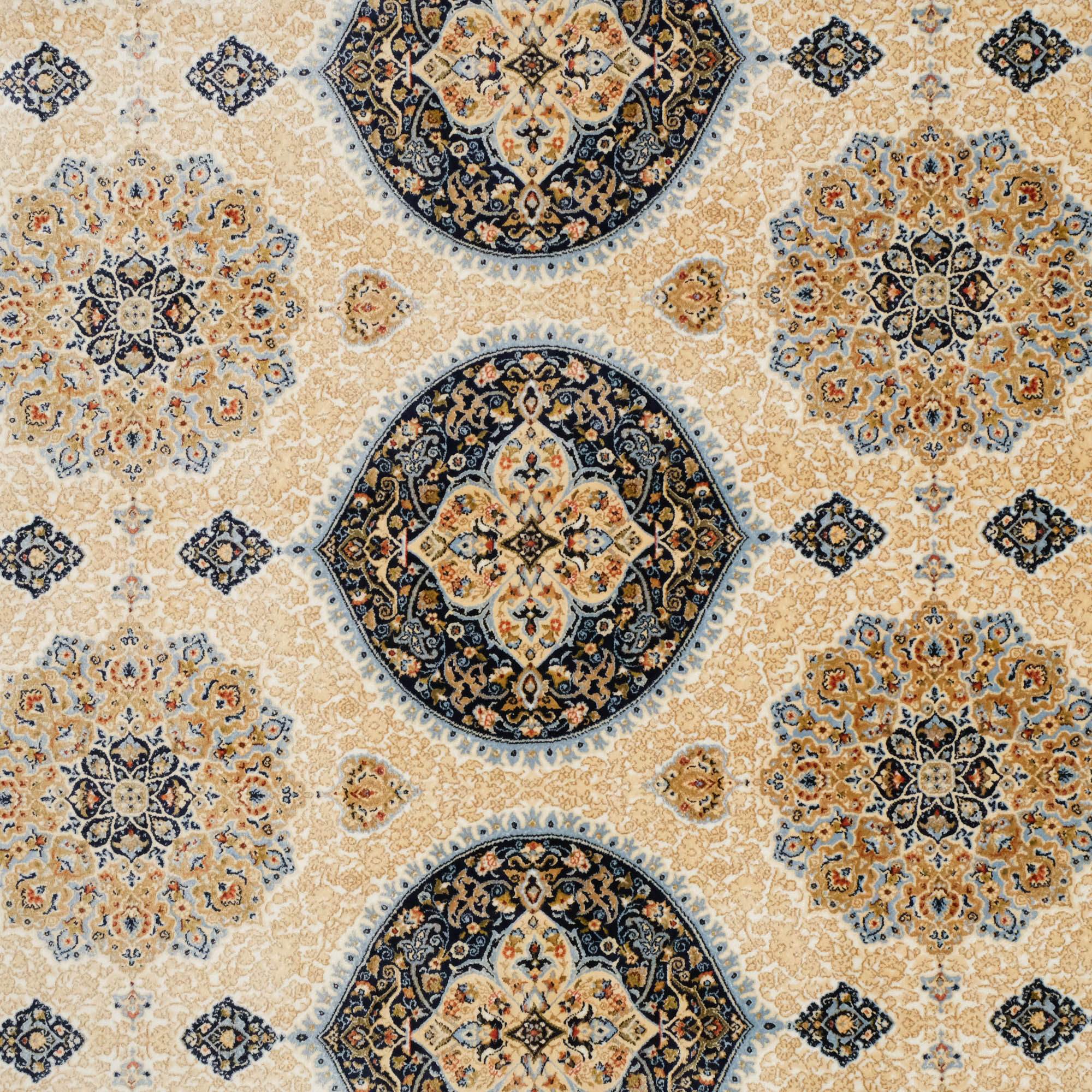 Makine Dokuma Çerçeve Desenli Krem Viskon Halı