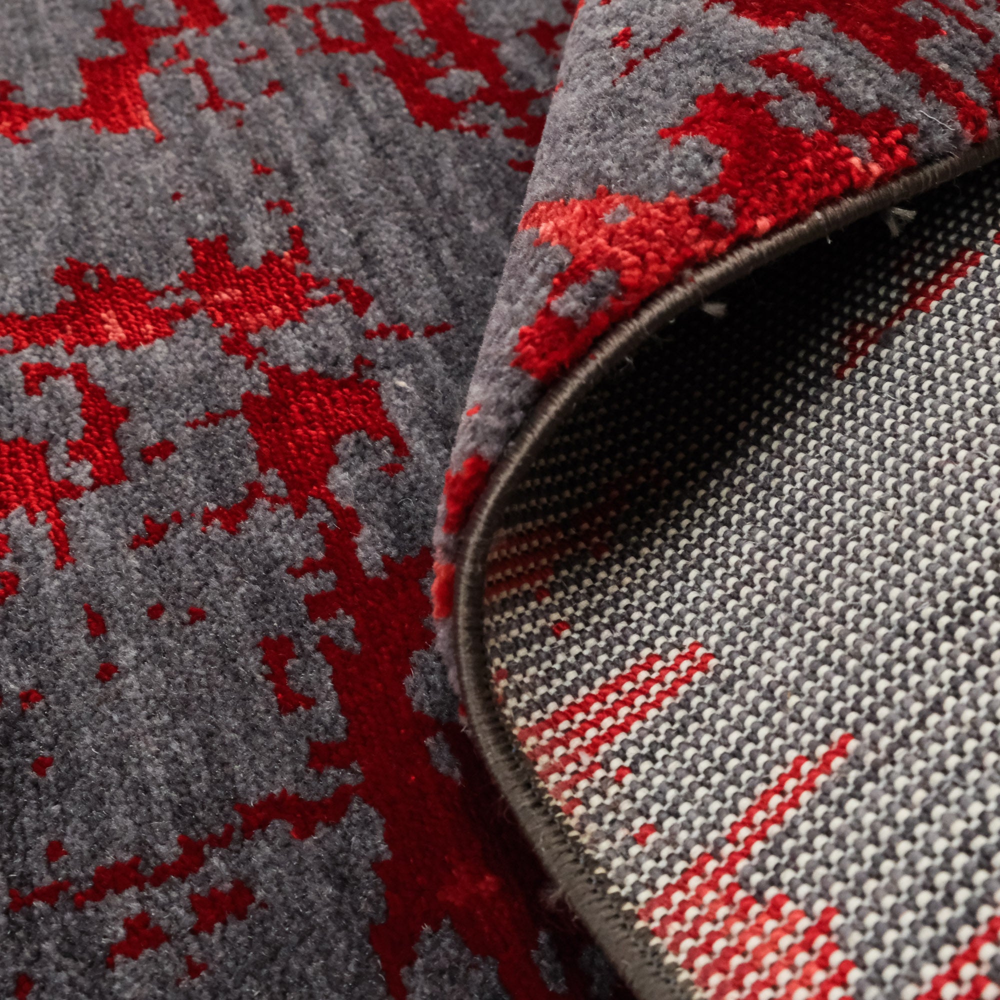 Handwoven Abstract Patterned Red Rug