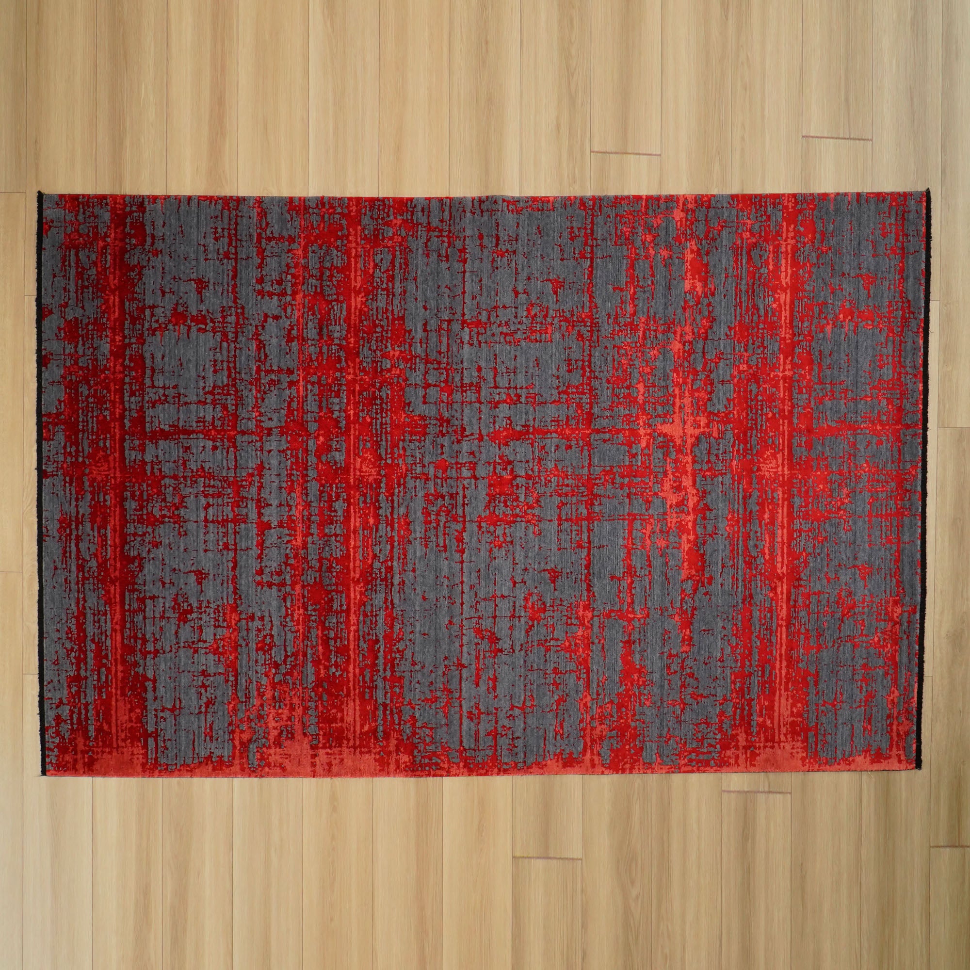 Handwoven Abstract Patterned Red Rug