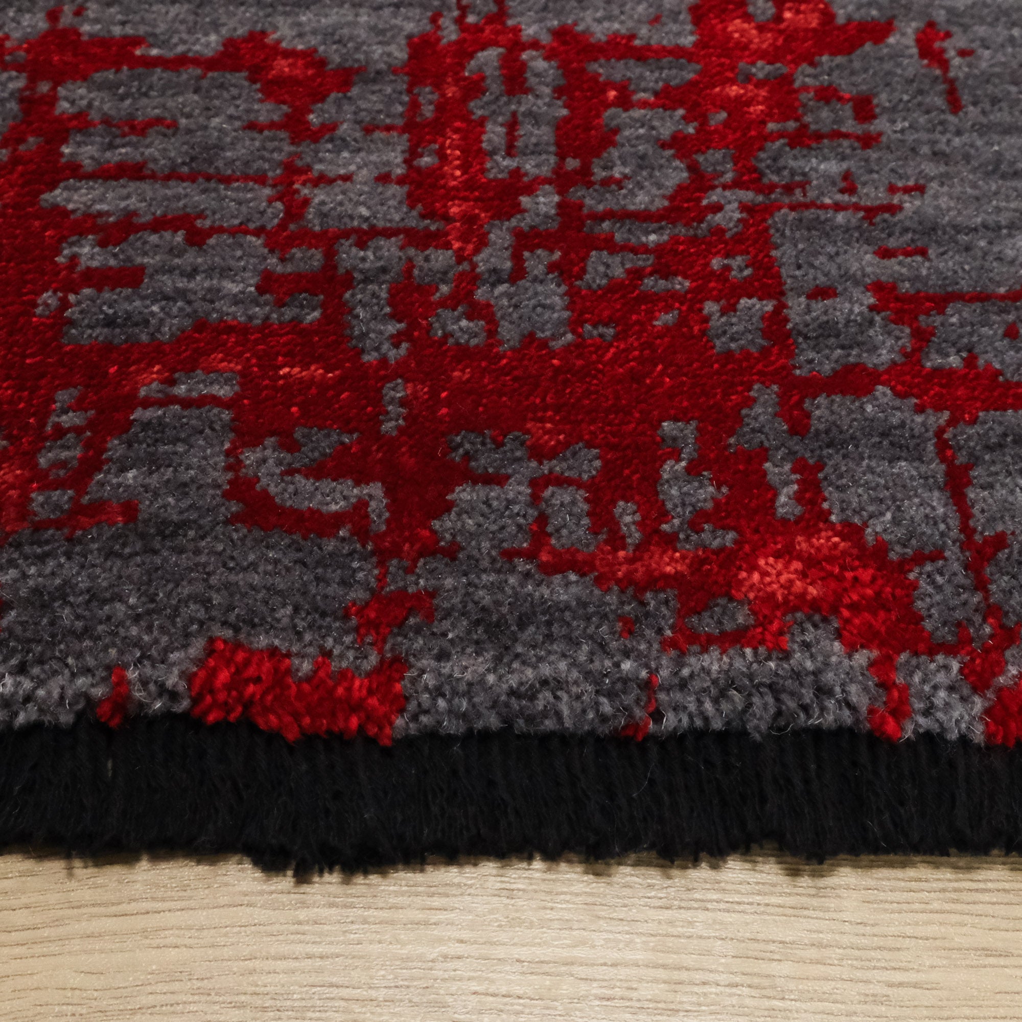 Handwoven Abstract Patterned Red Rug