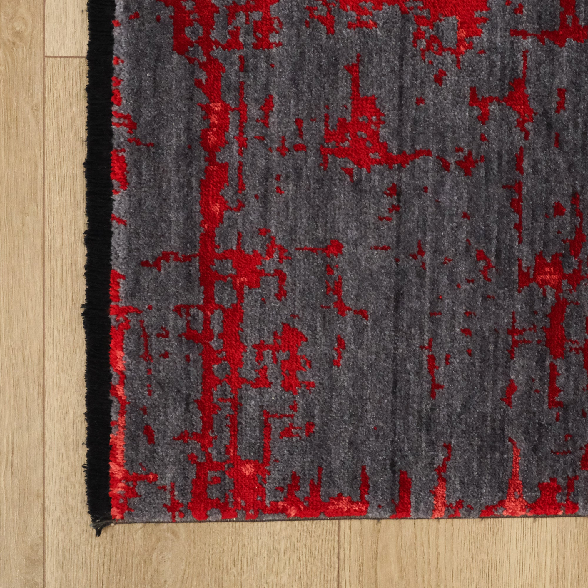 Handwoven Abstract Patterned Red Rug