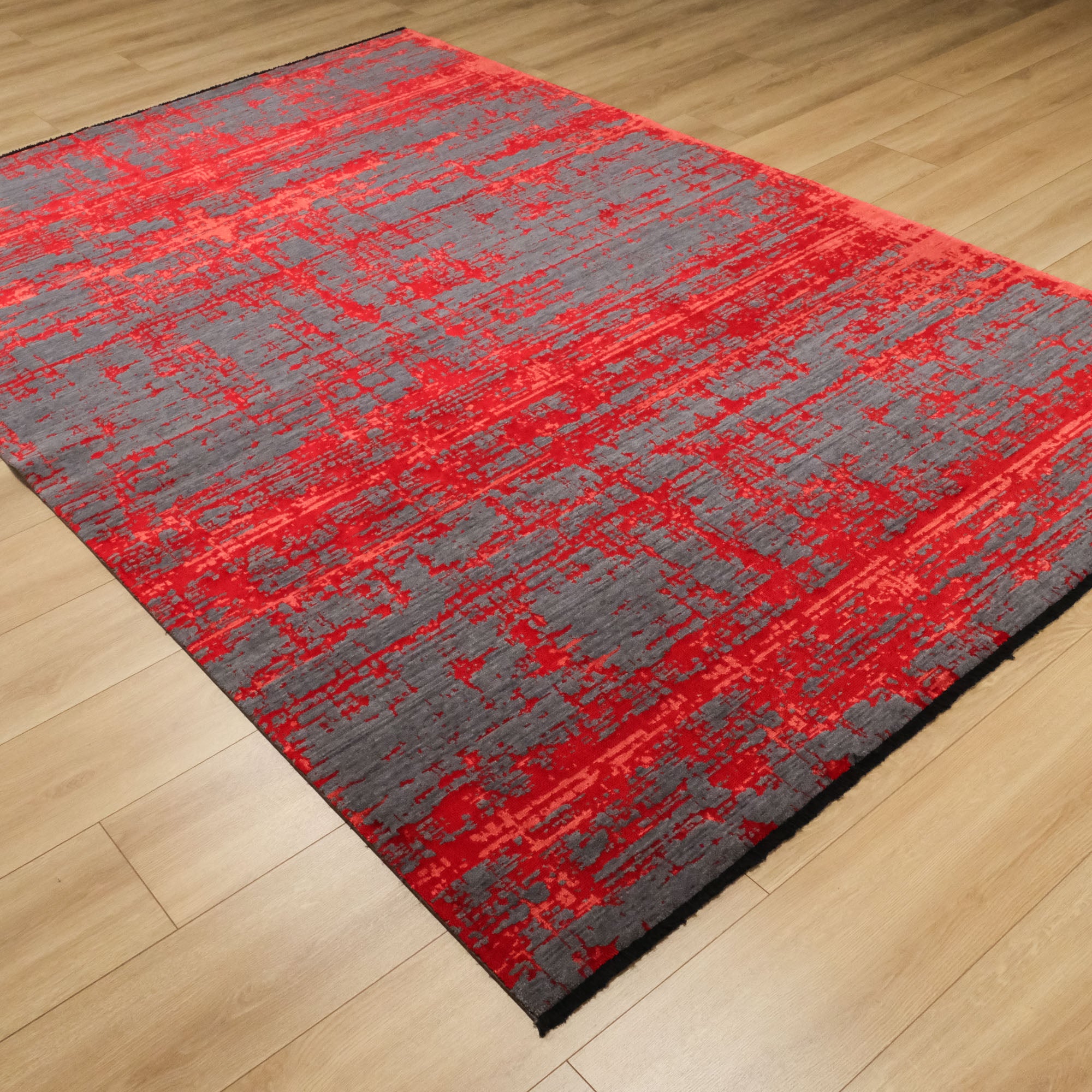 Handwoven Abstract Patterned Red Rug