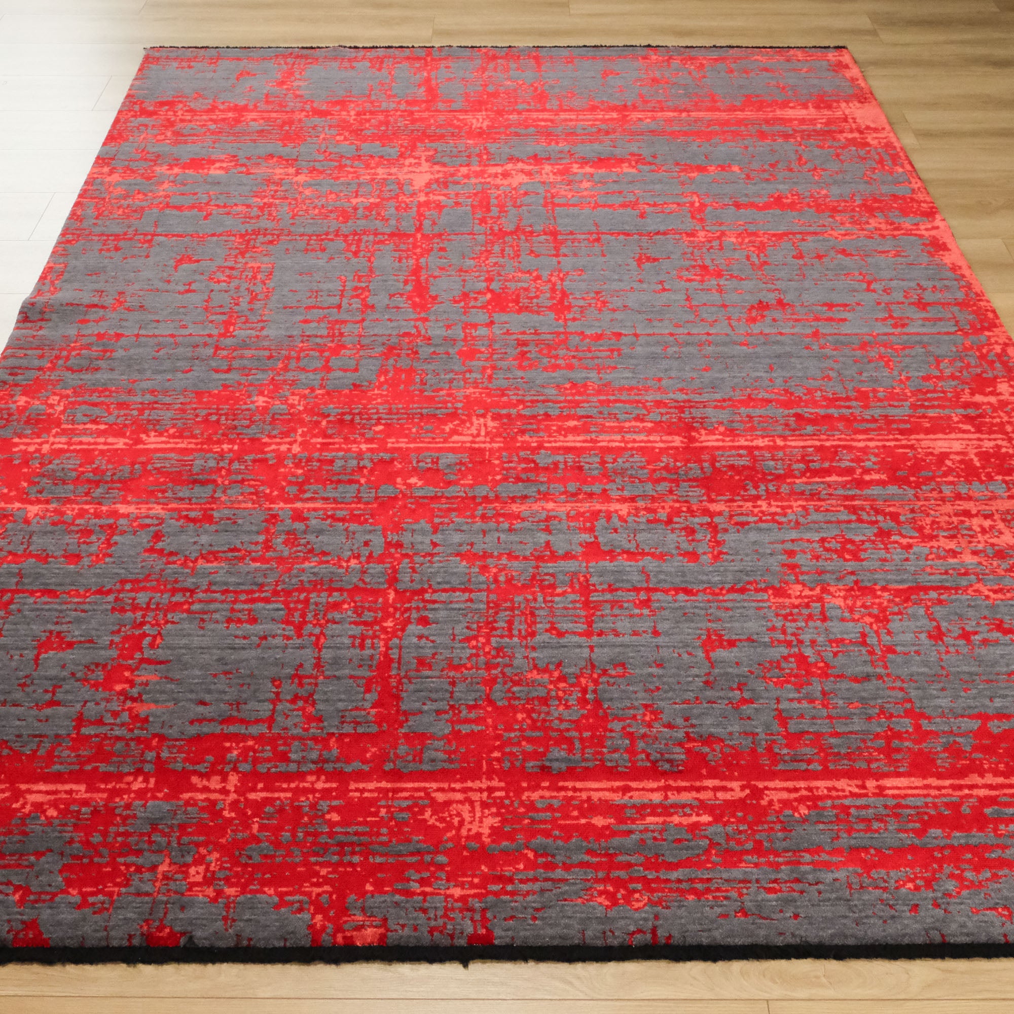 Handwoven Abstract Patterned Red Rug