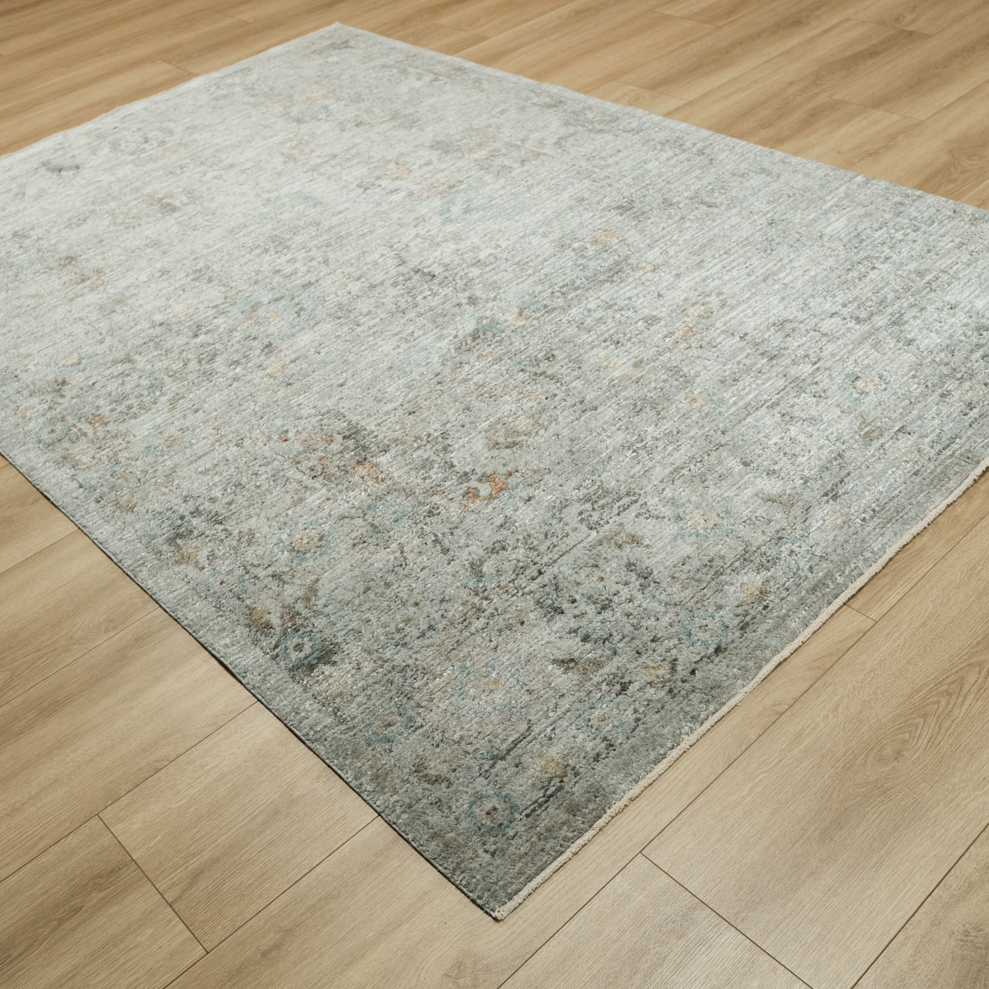 Makine Dokuma Vintage Desenli Gri Halı