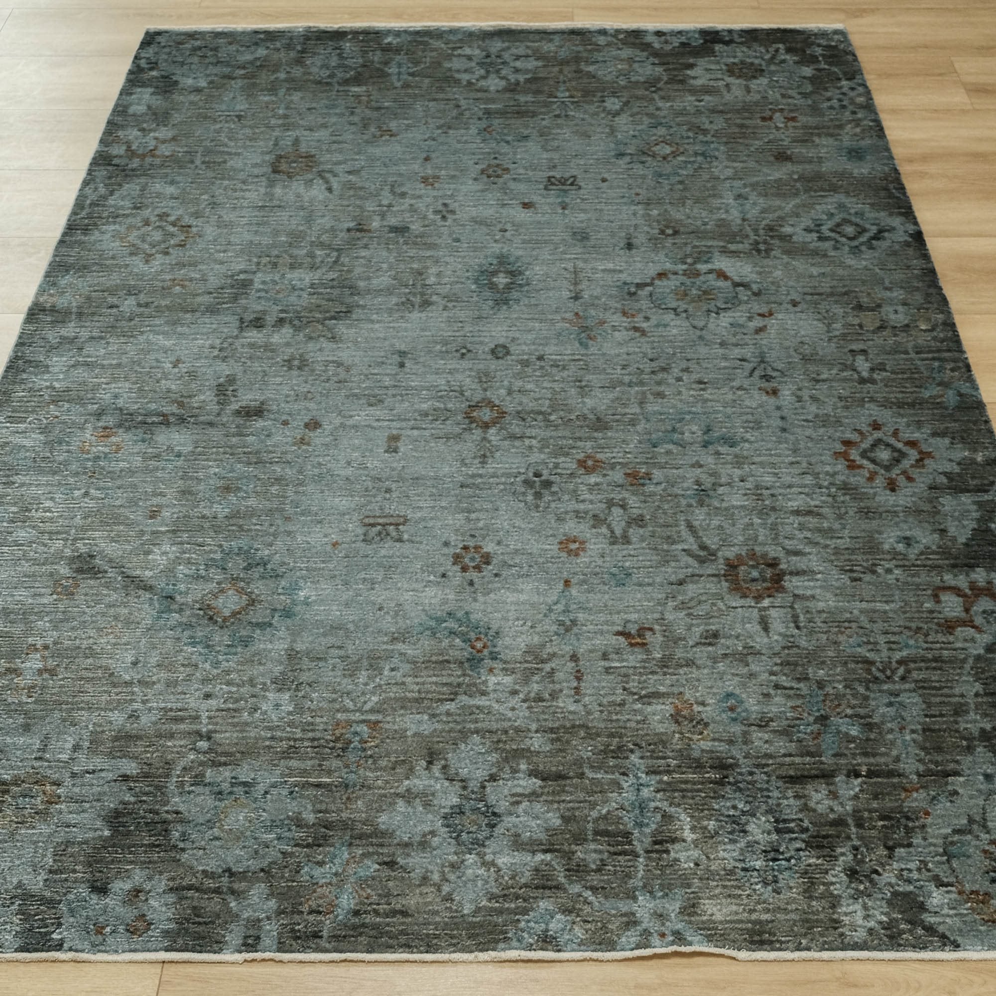 Makine Dokuma Vintage Desenli Antrasit Sentetik Halı