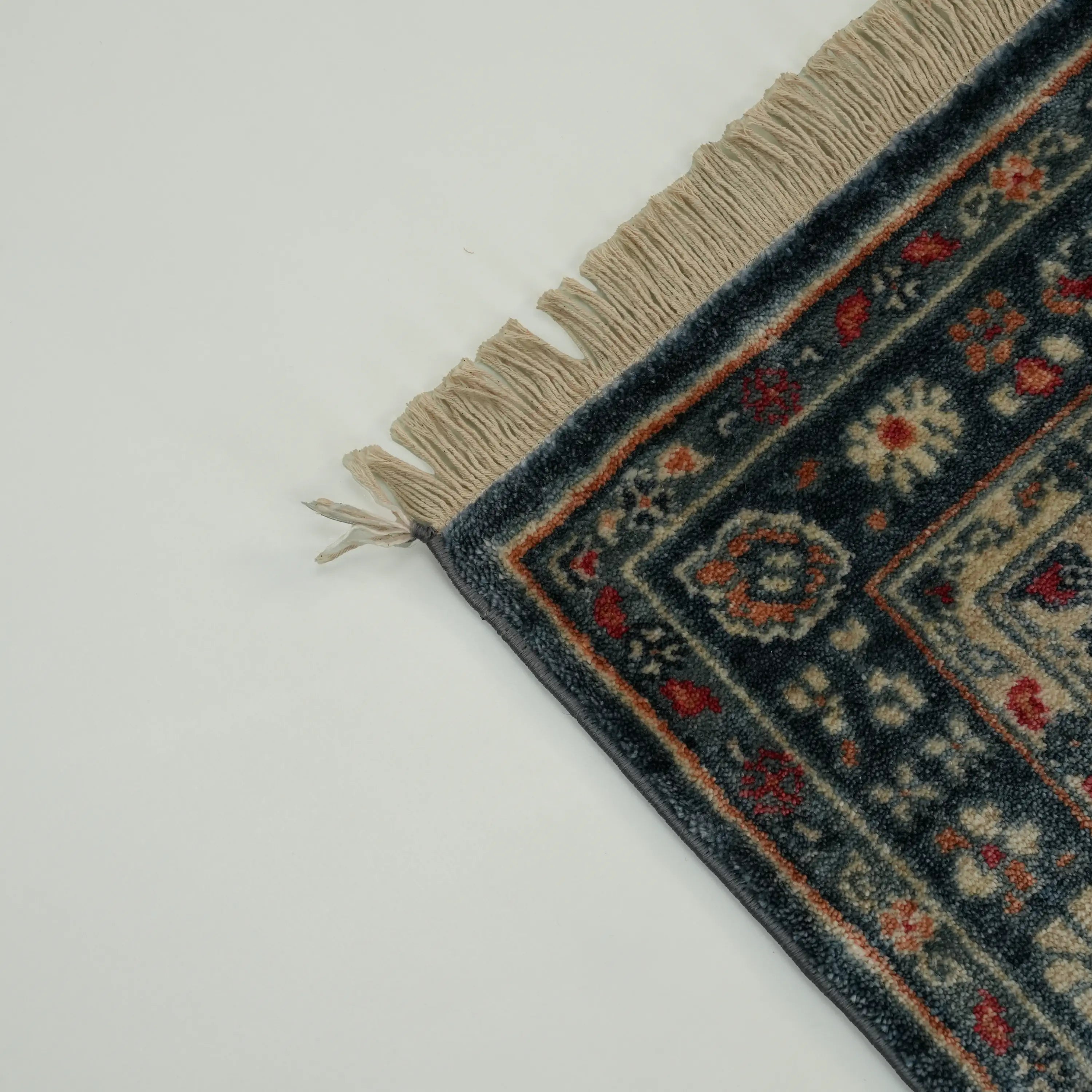 Mavi Tencel Tezgah Dokuma Halı Seccade