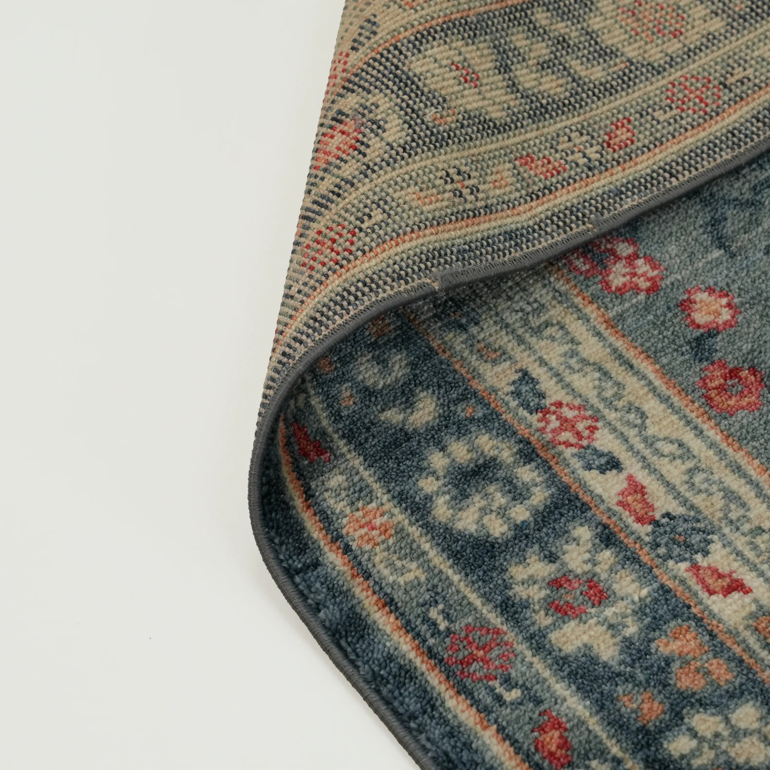 Mavi Tencel Tezgah Dokuma Halı Seccade