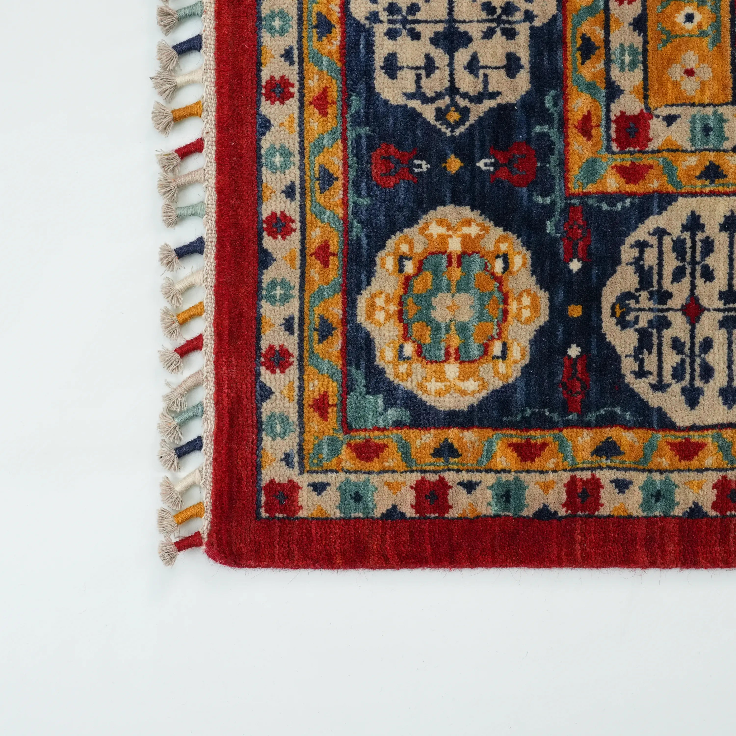 Mamluk Pattern Wool Colorful Loom Woven Rug