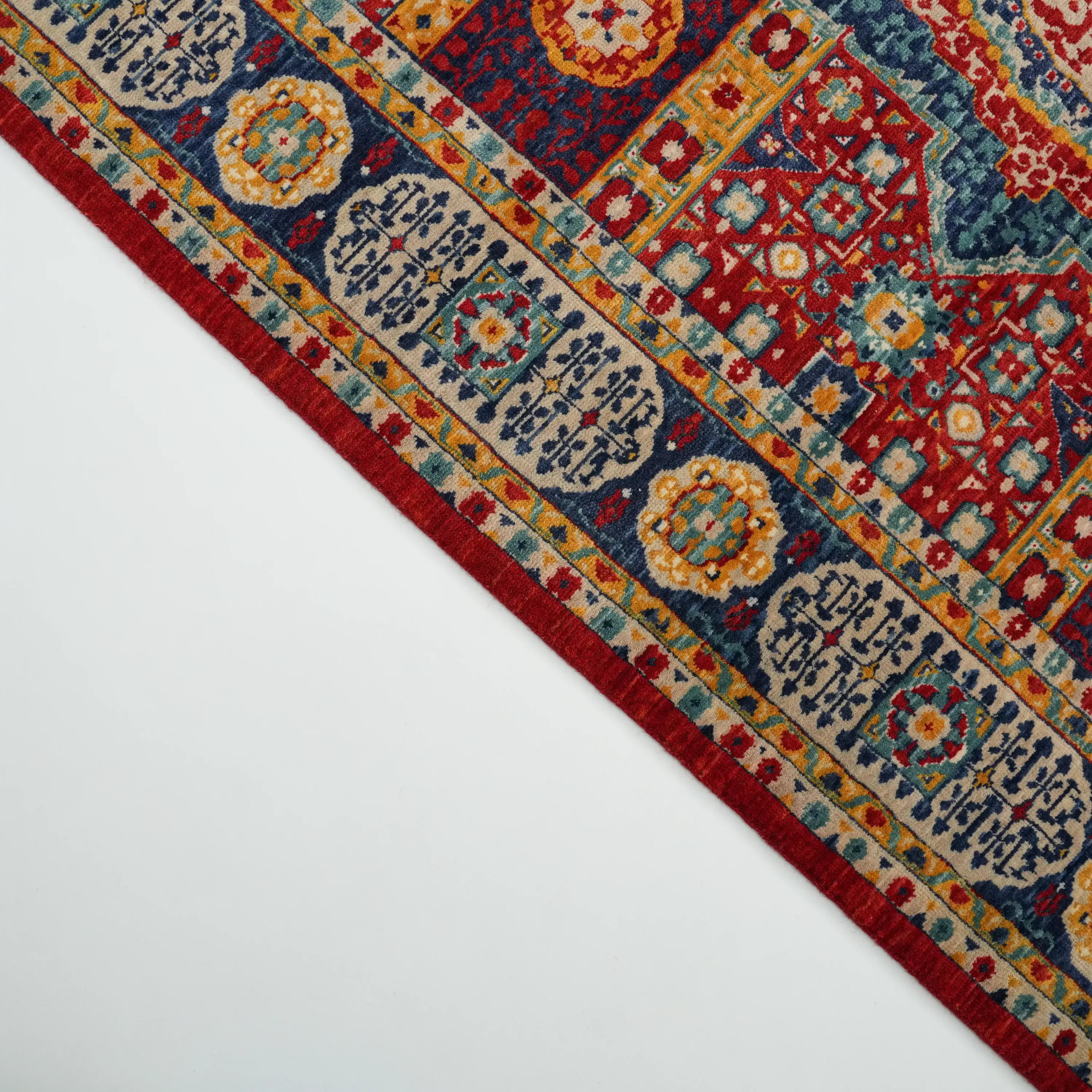 Mamluk Pattern Wool Colorful Loom Woven Rug