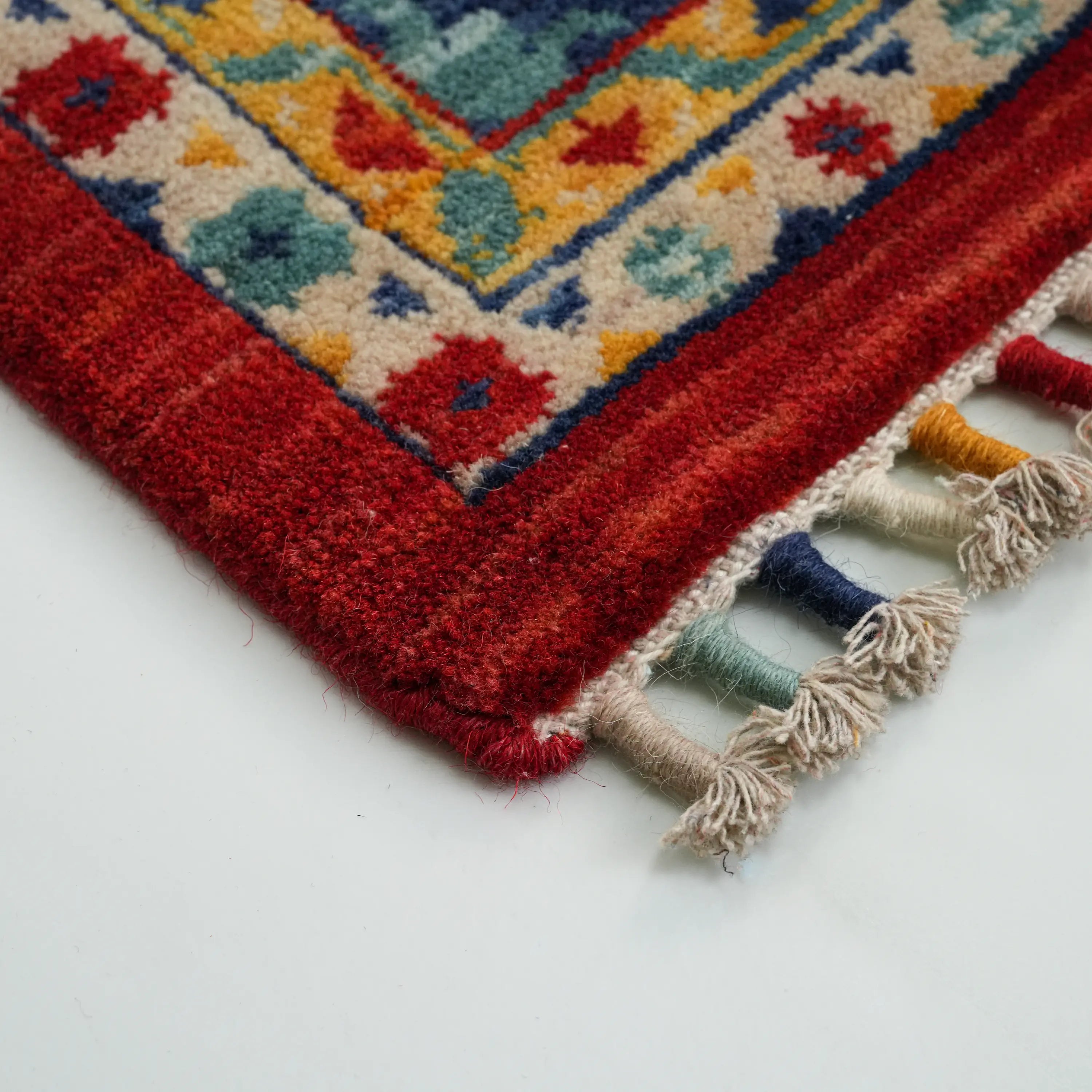 Mamluk Pattern Wool Colorful Loom Woven Rug