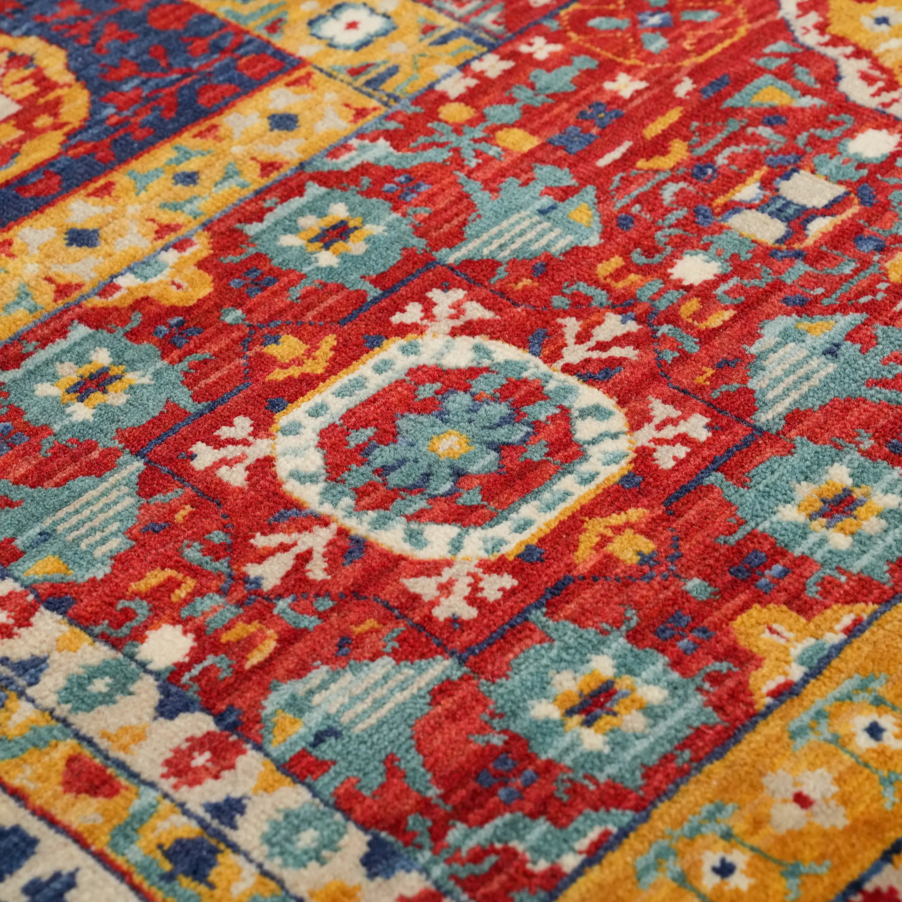 Mamluk Pattern Wool Colorful Loom Woven Rug