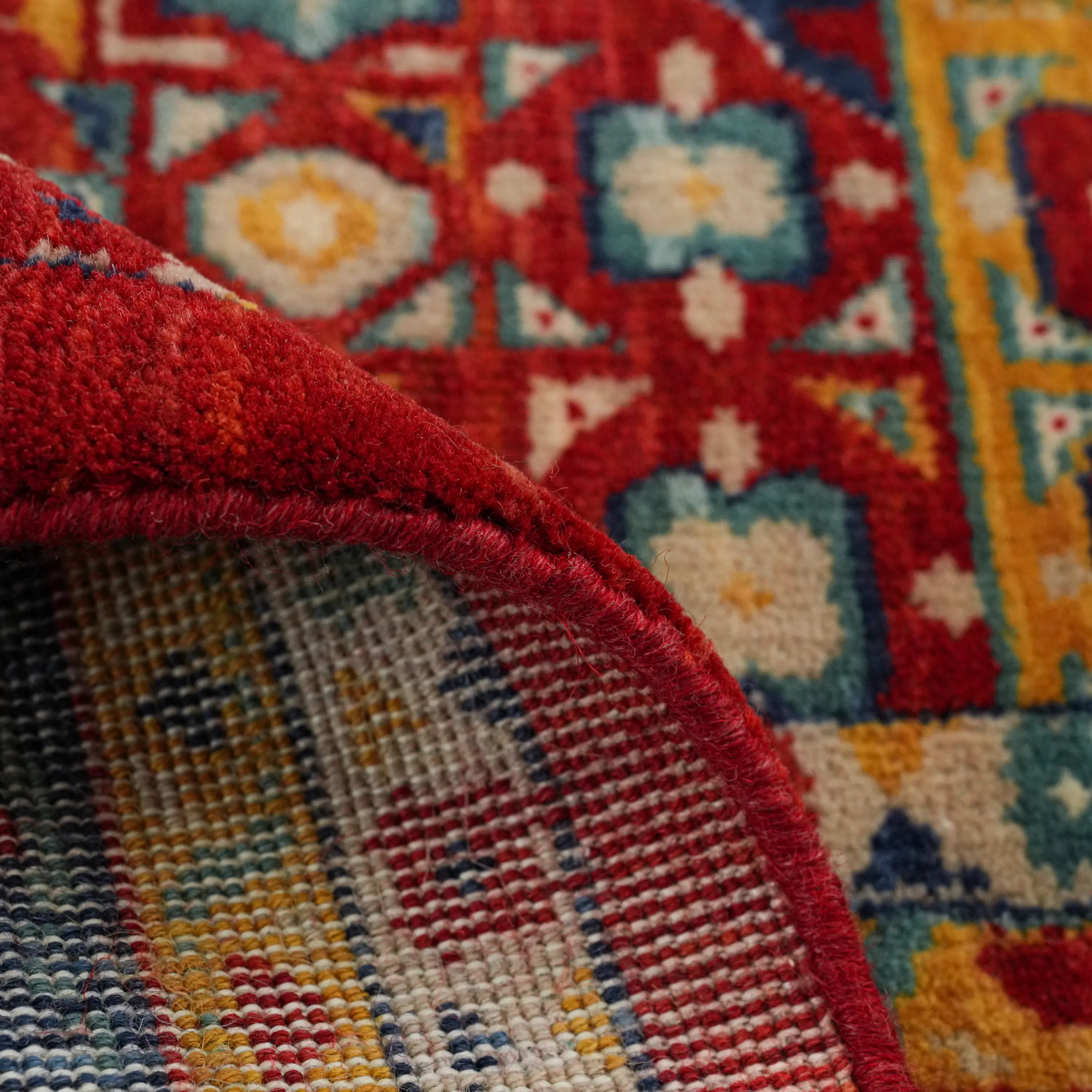 Mamluk Pattern Wool Colorful Loom Woven Rug