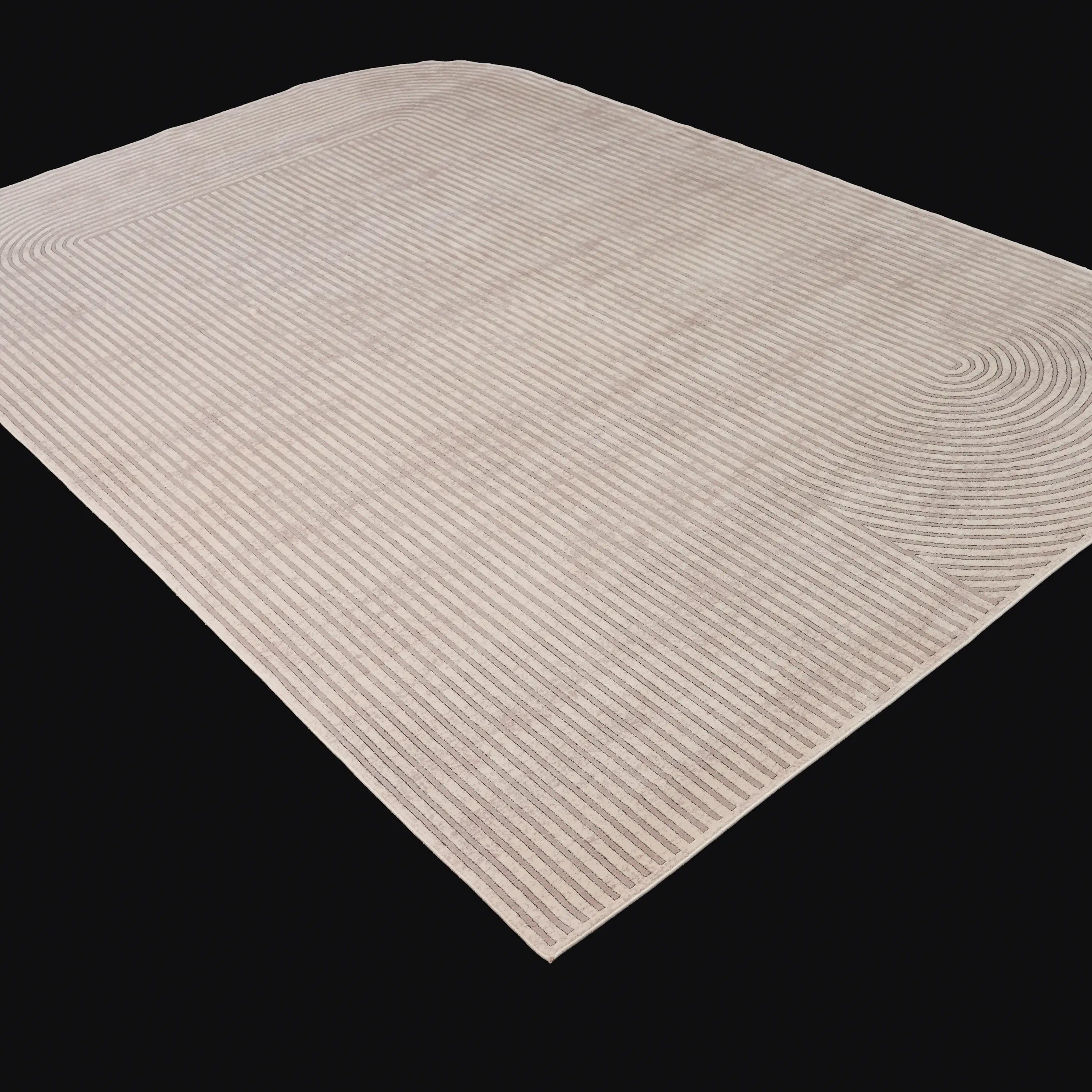 Lapis Serisi Çizgi Desenli Krem Viskon Halı