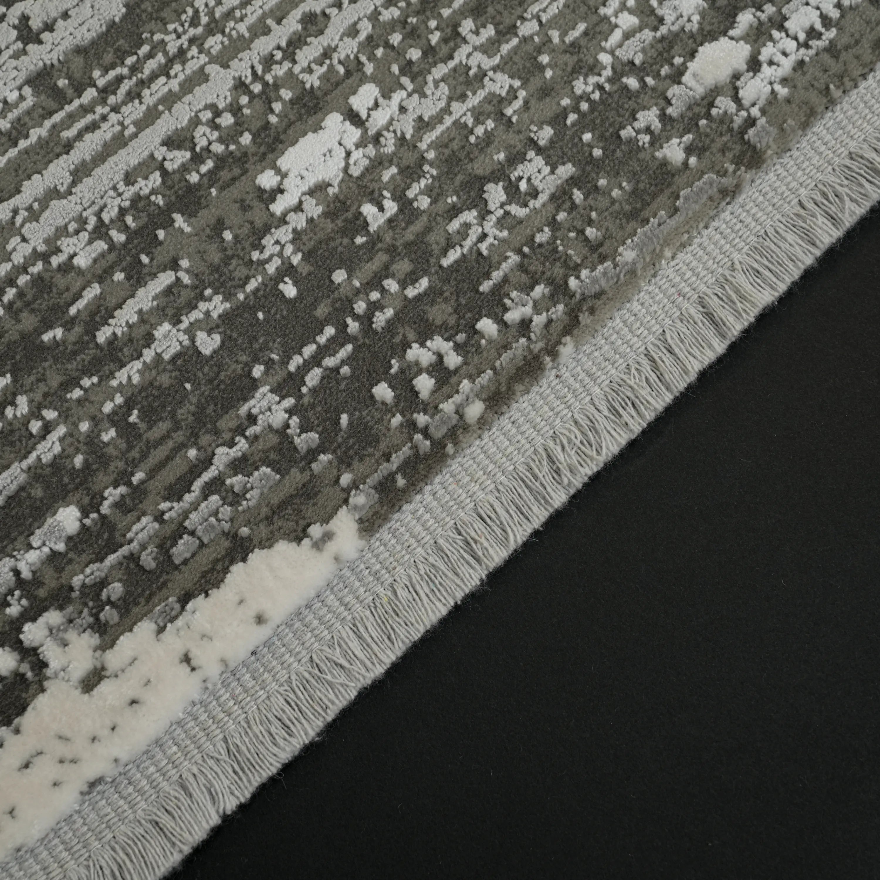 Marble Series Abstract Patterned Gray Dense Viscose Modern Rug