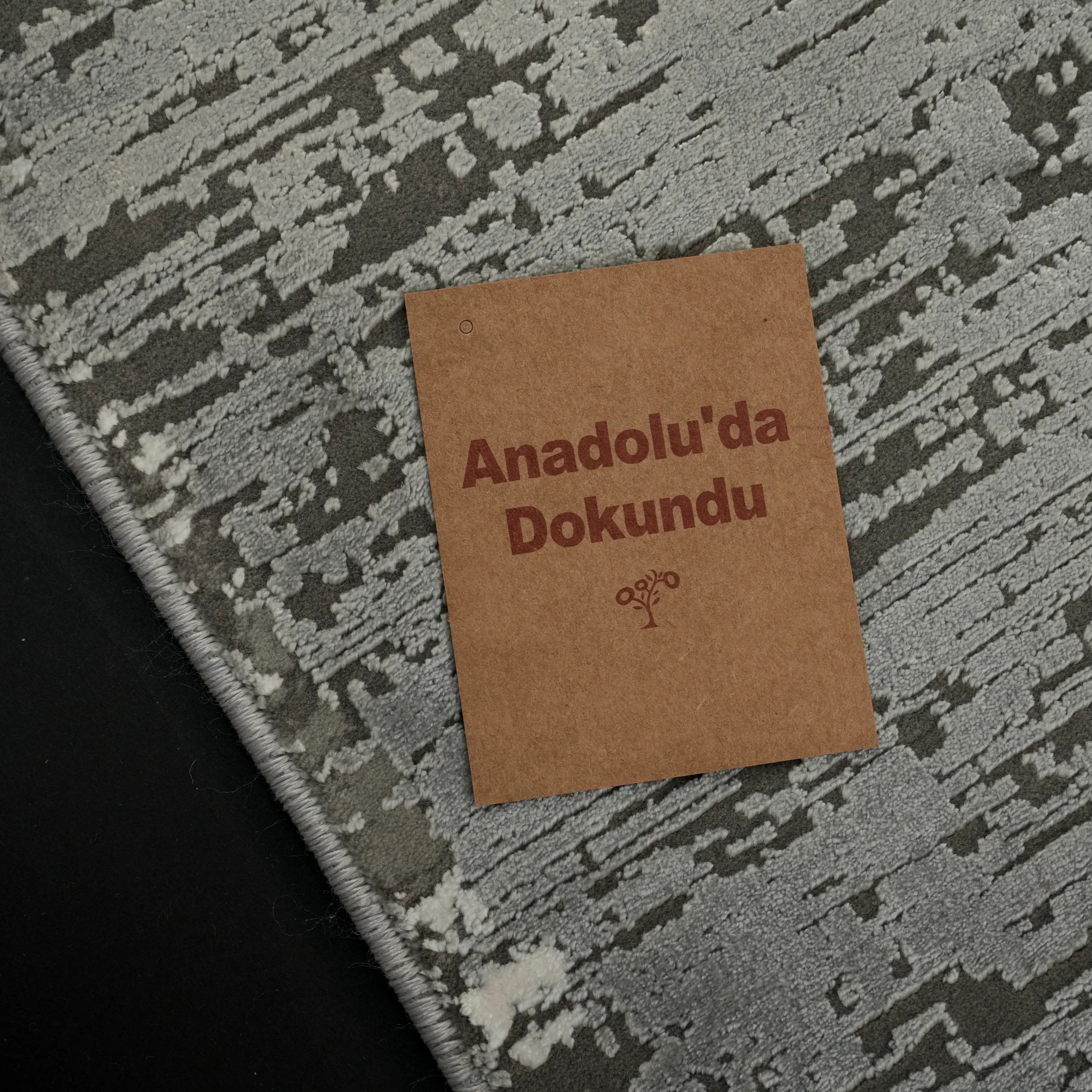 Marble Series Abstract Patterned Gray Dense Viscose Modern Rug