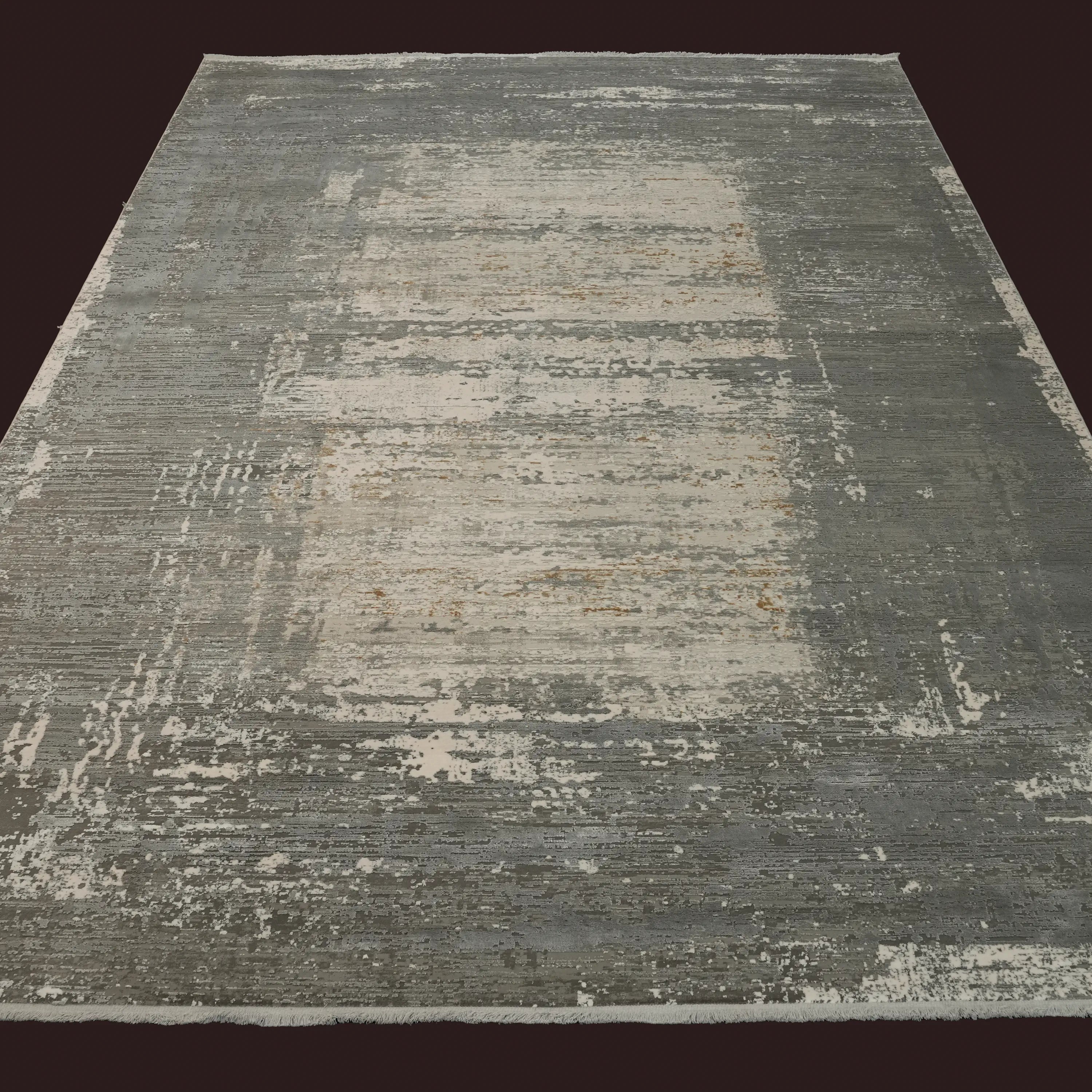 Marble Series Abstract Patterned Gray Dense Viscose Modern Rug